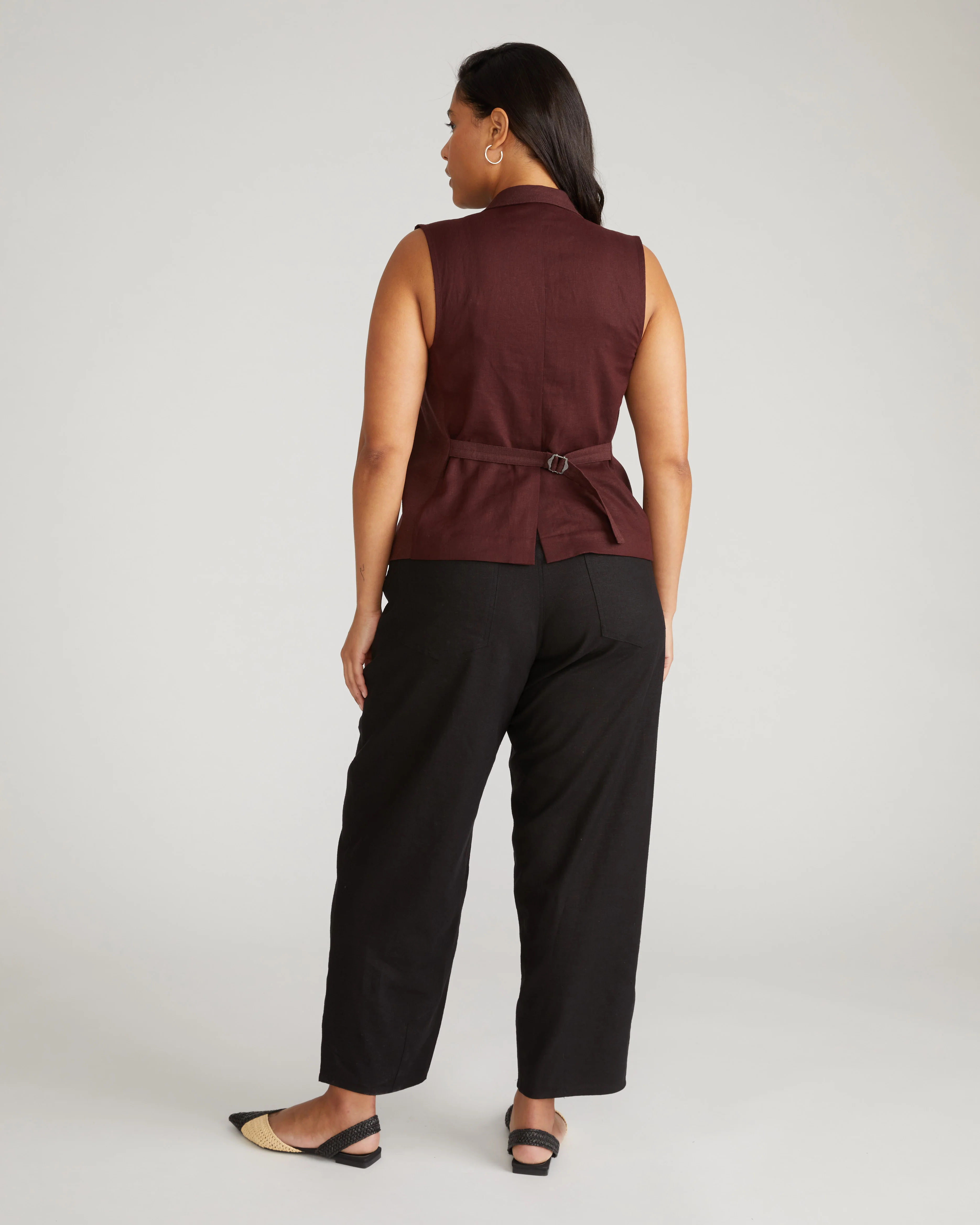 Lou Barrel Leg Linen Pants - Black - Image 4