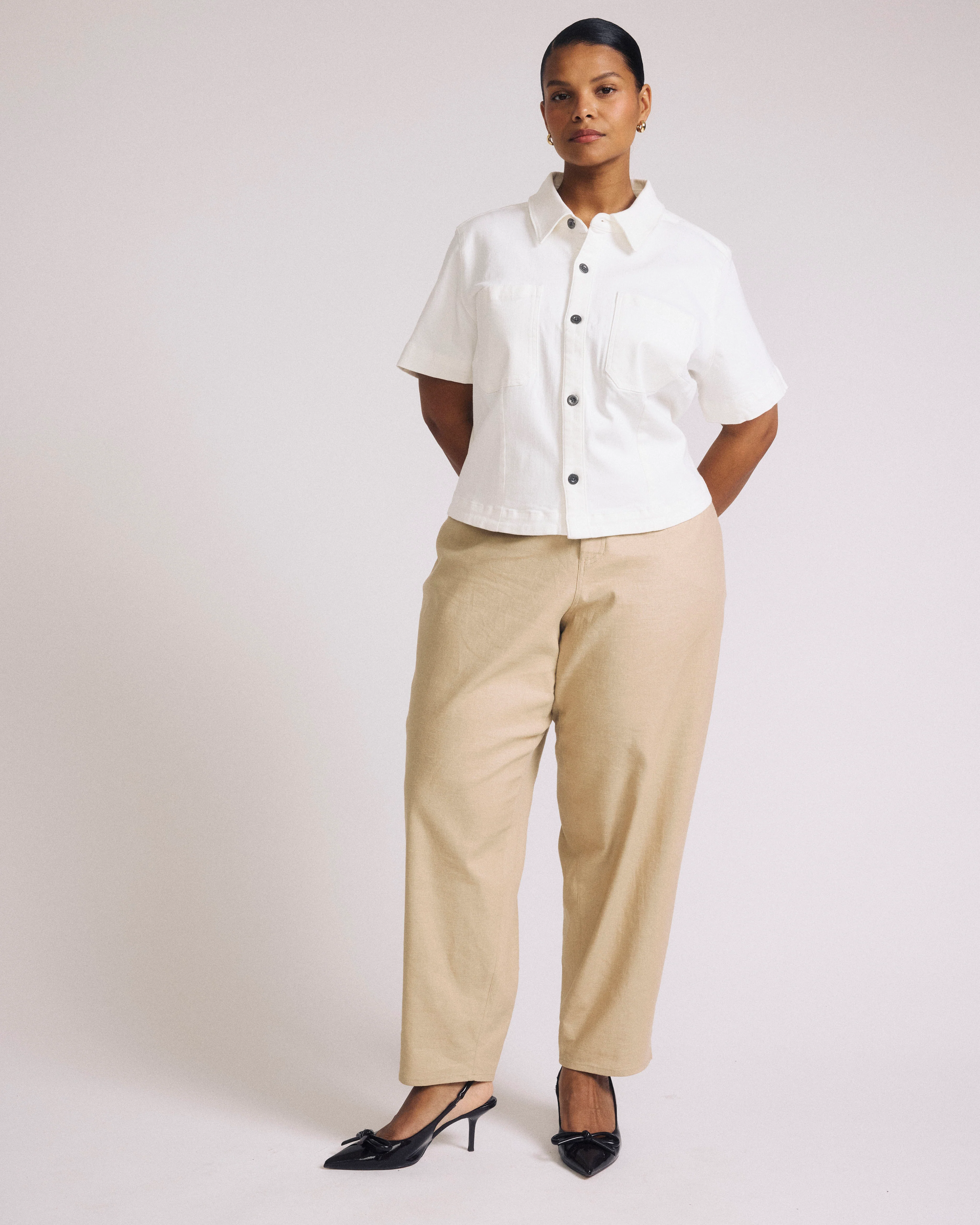Lou Barrel Leg Linen Pants - Danish Coffee - Image 2