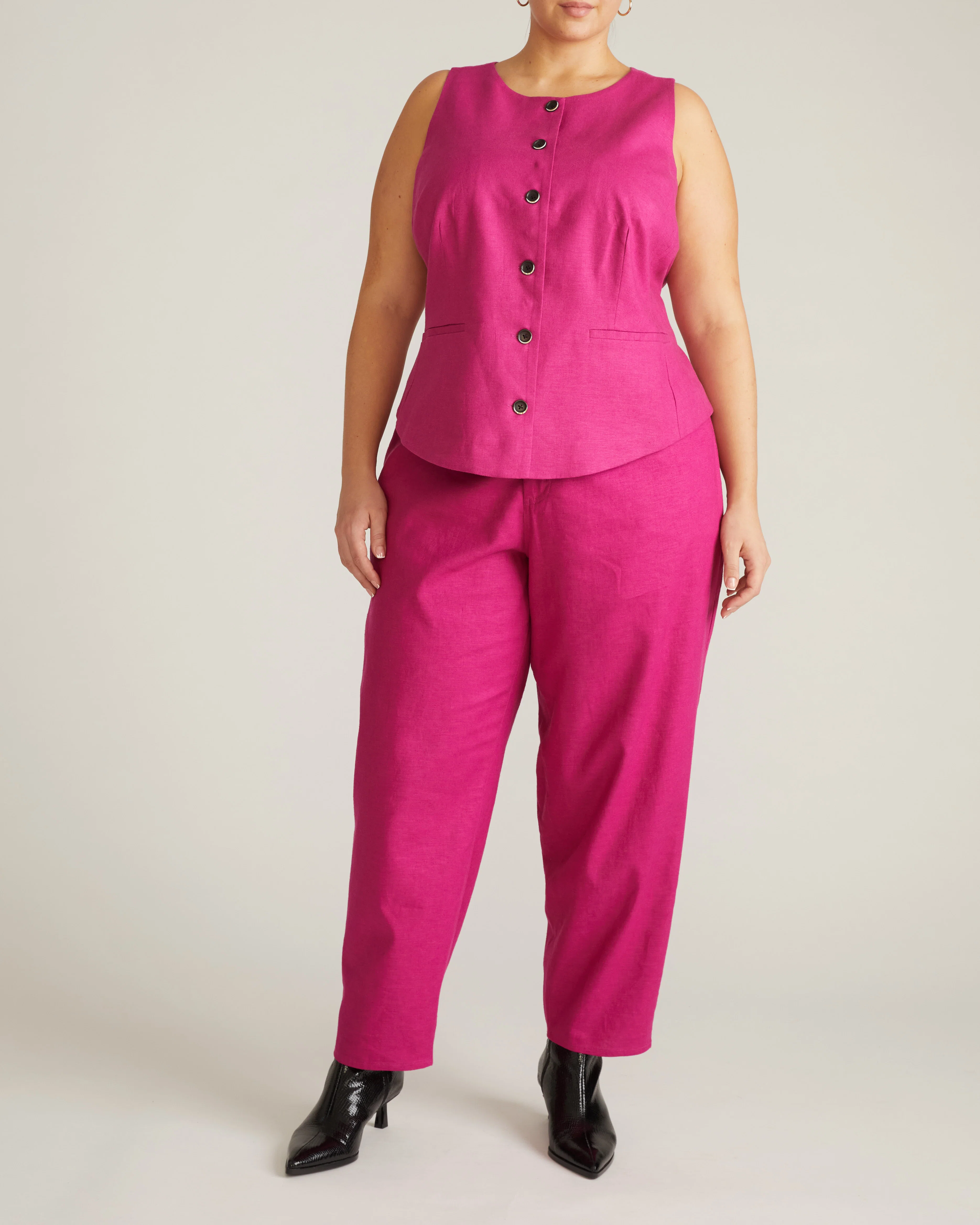 Lou Barrel Leg Linen Pants - Hyper Pink - Image 3