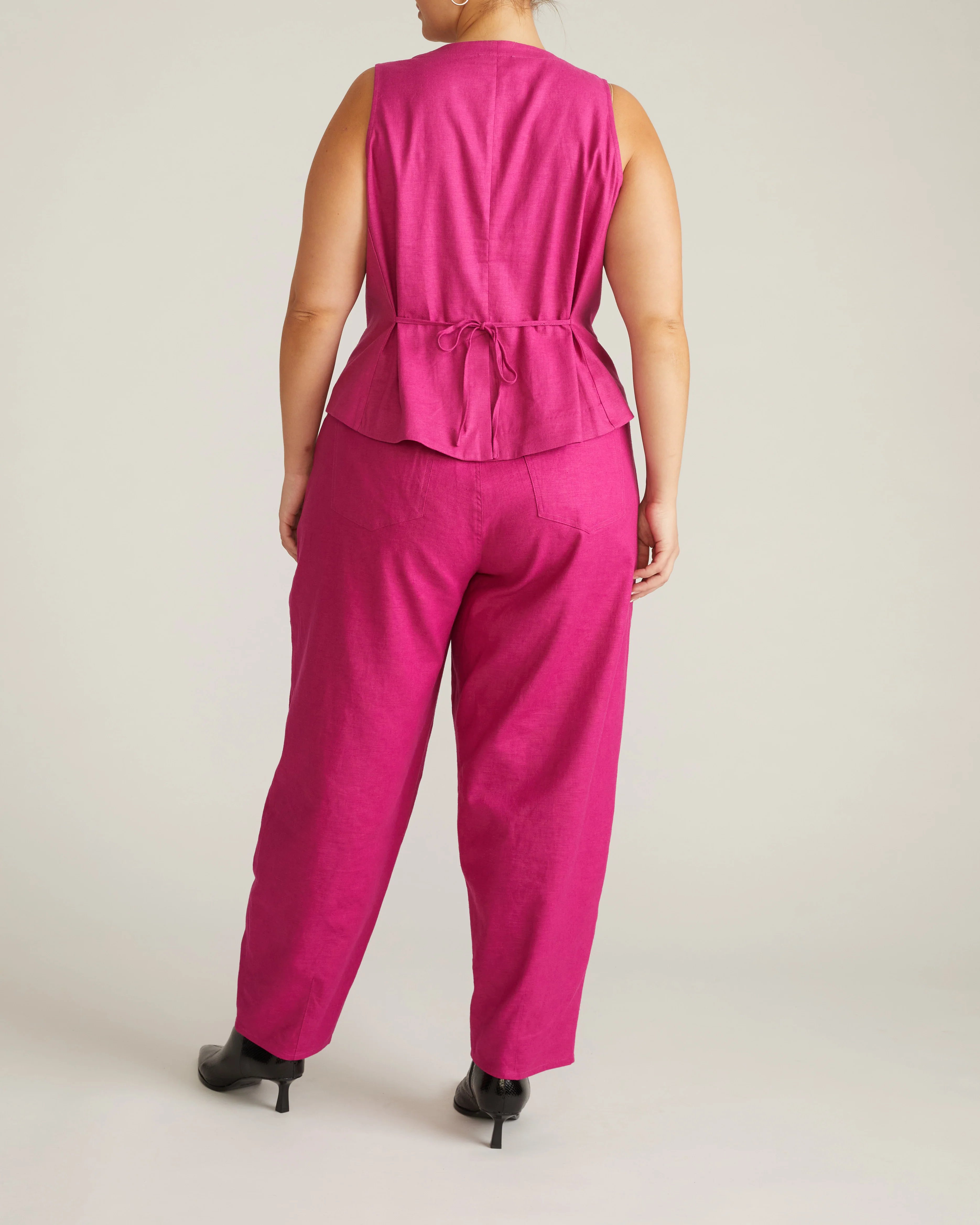 Lou Barrel Leg Linen Pants - Hyper Pink - Image 5