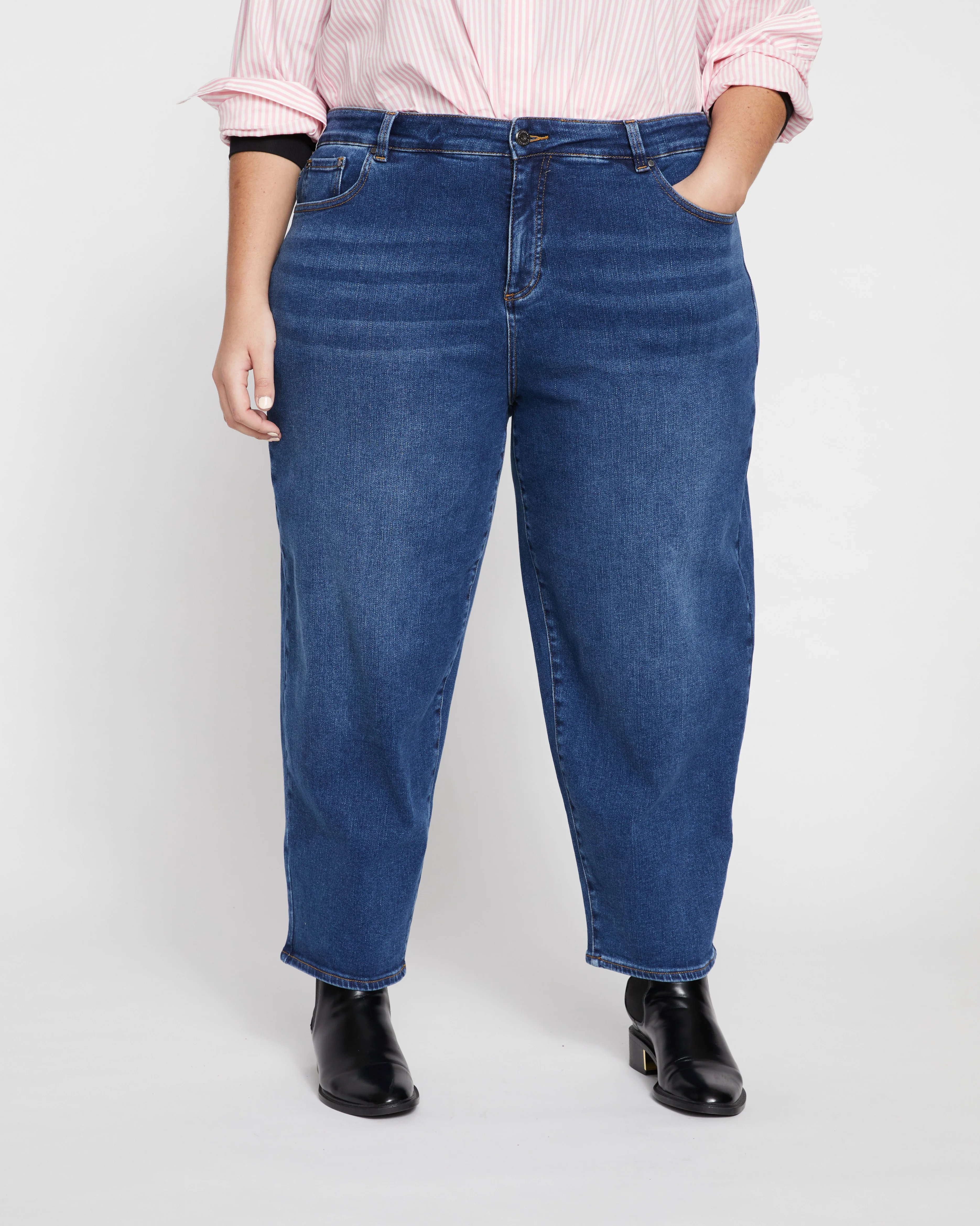 Lou High Rise Barrel Leg Jeans - Union City Blue - Image 8