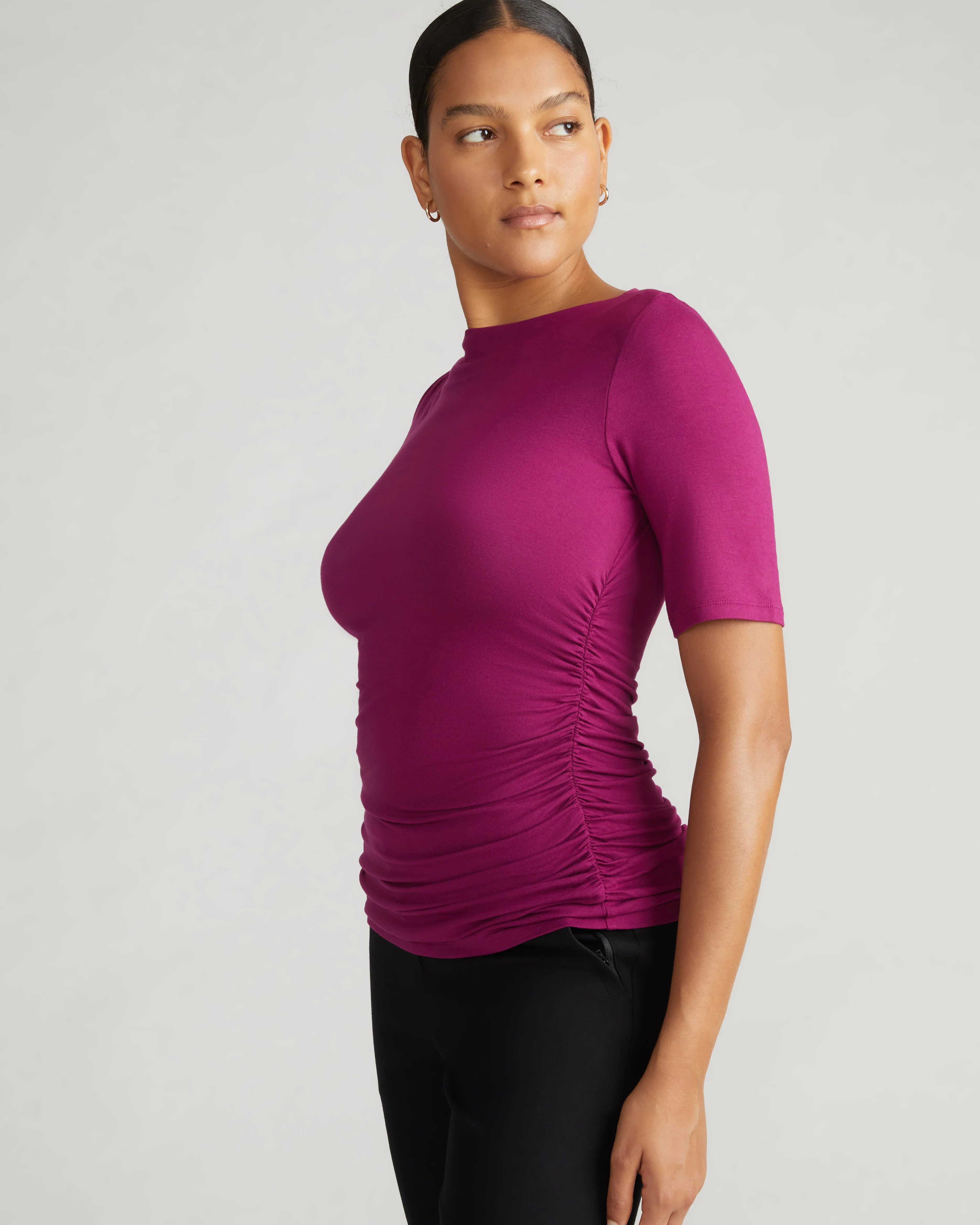 Louise Short Sleeve Liquid Jersey Top - Rothko Purple - Image 3