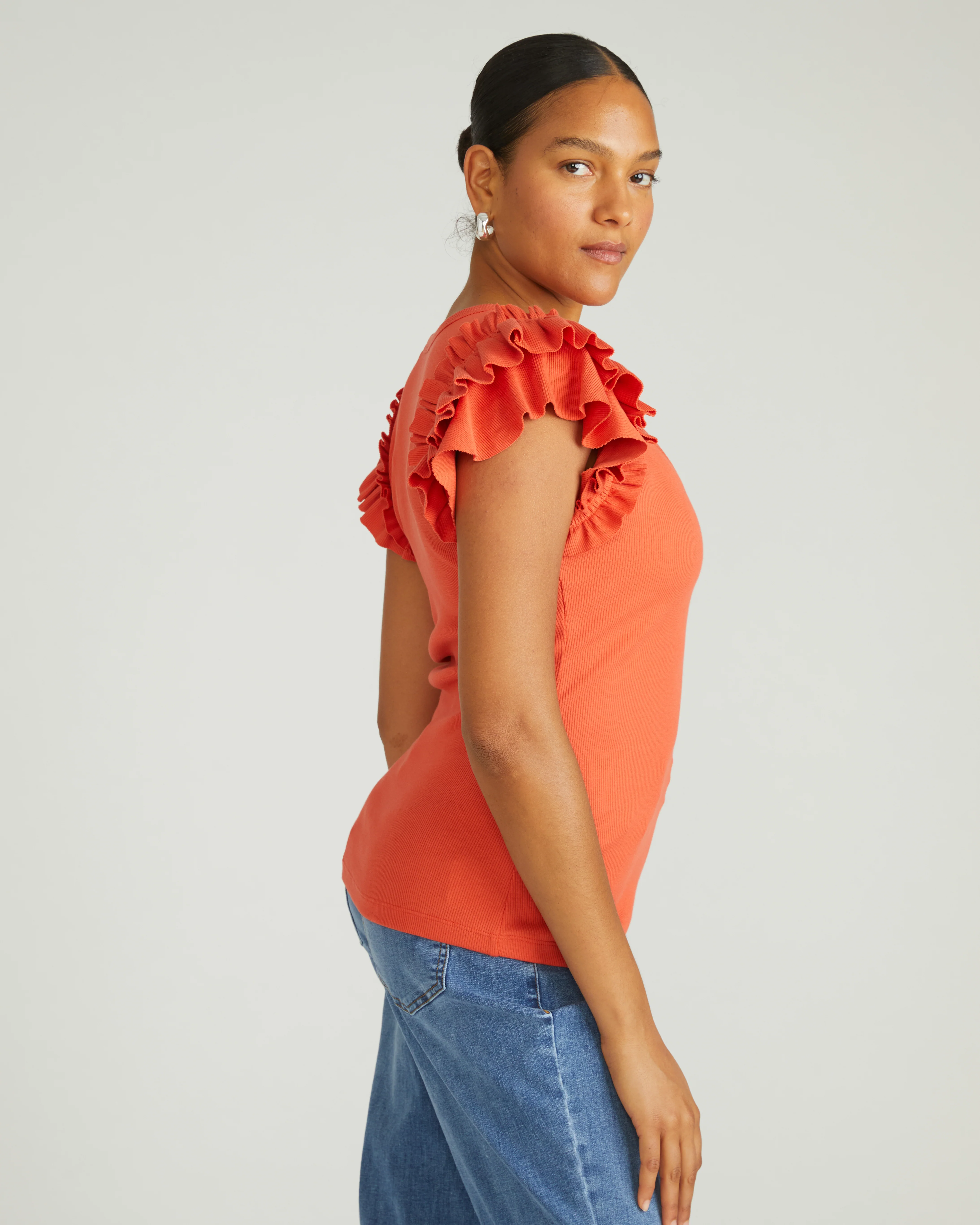 Magnolia Ribbed Top - Coral Reef - Image 2