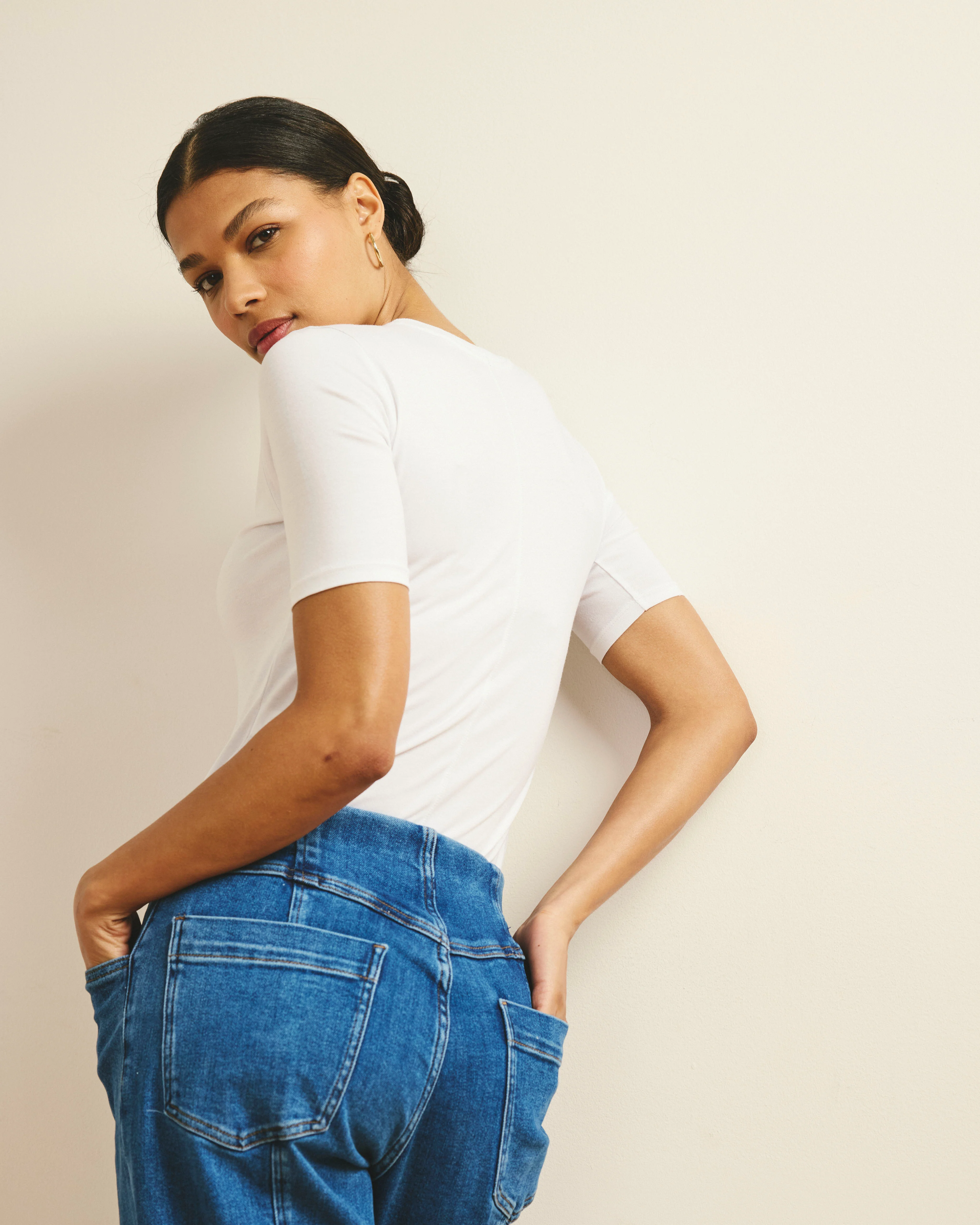Maia Stovepipe Sleeve Tee - White - Image 3