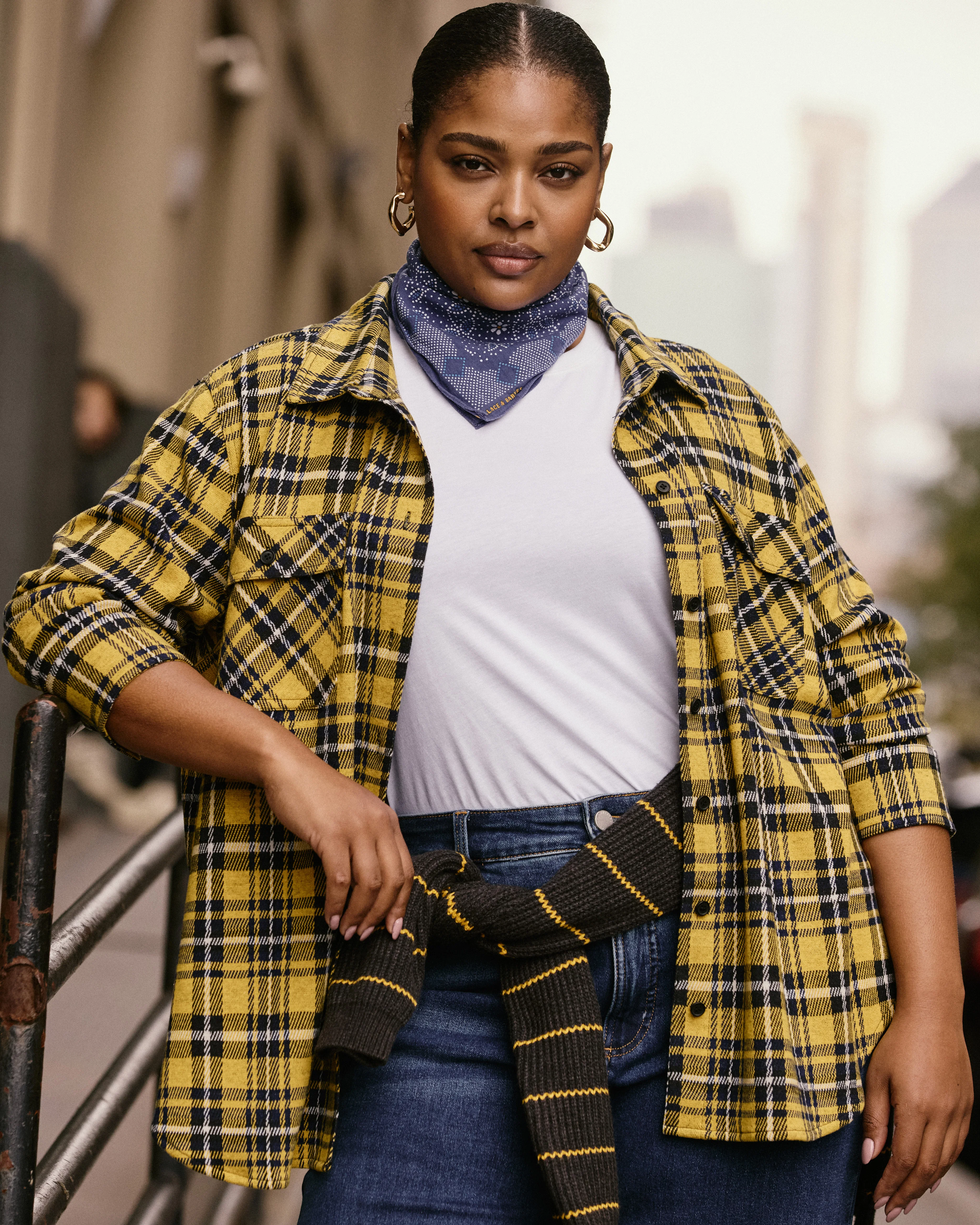 Maine Stretch Flannel Shirt - Chamomile Yellow Plaid - Image 3