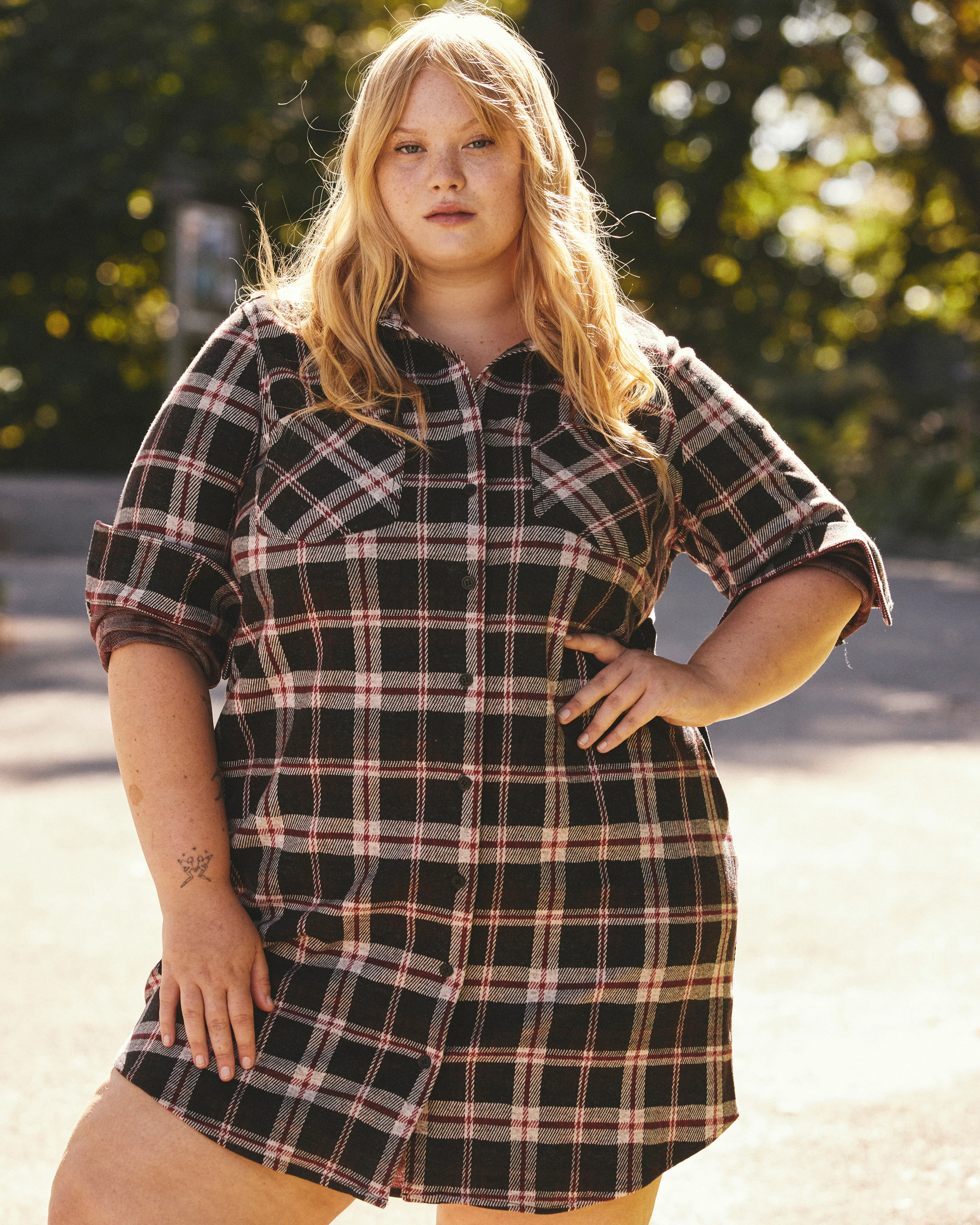 Maine Stretch Flannel Shirtdress - Poppy Plaid - Image 3