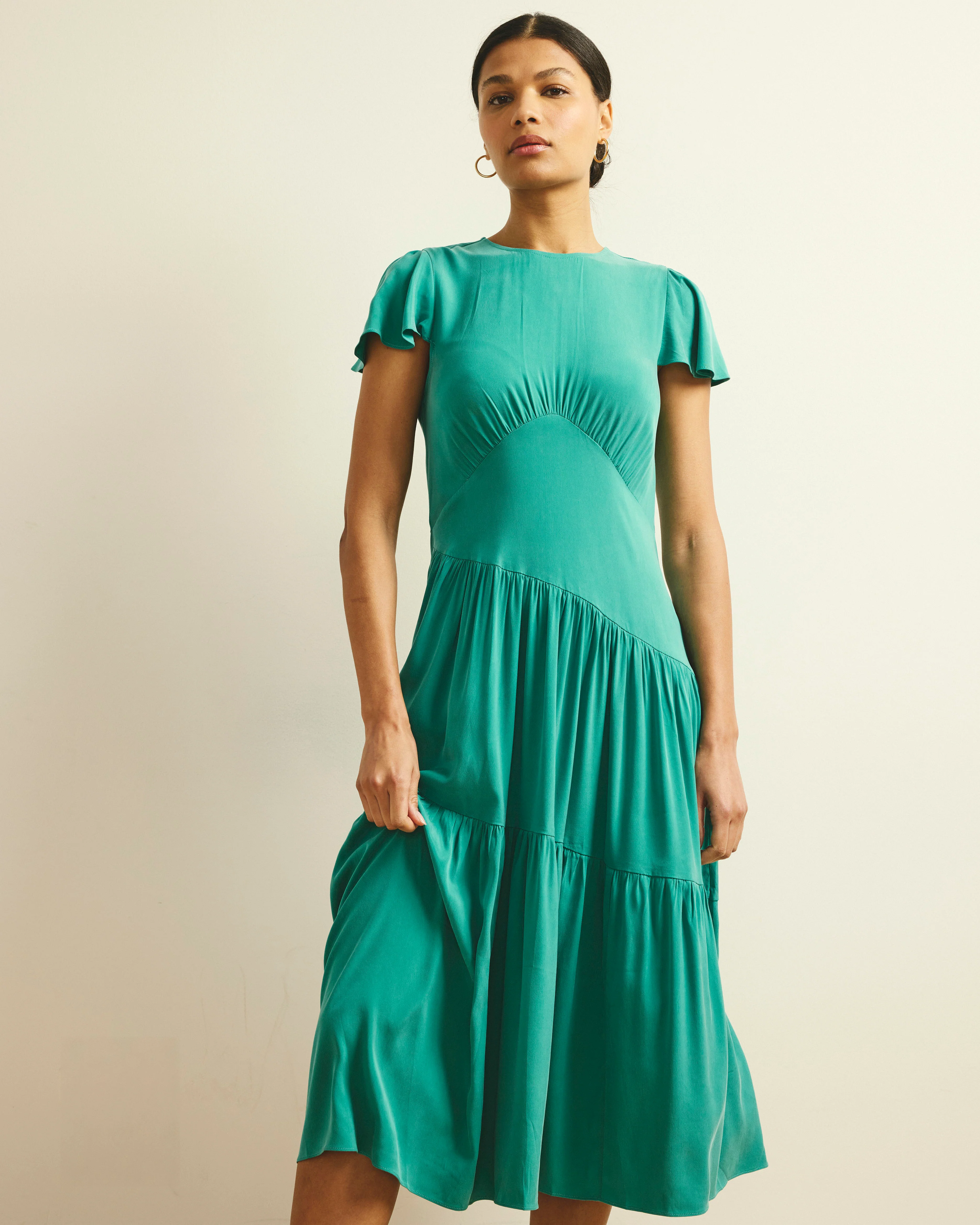 Mariella Stretch Cupro Dress - Green Tourmaline - Image 2