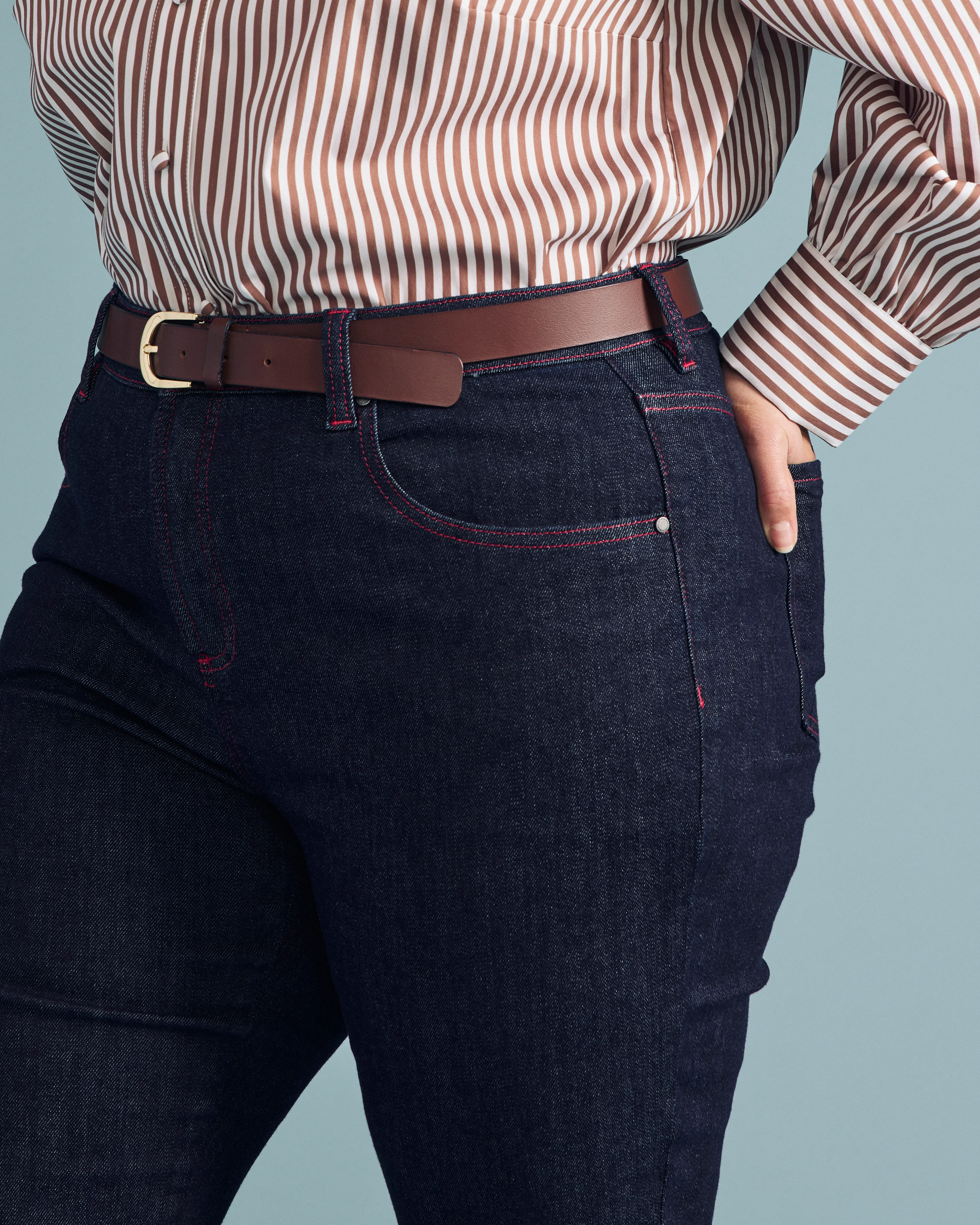 Marne Bootcut Jeans 32 inch - Americana Wash with Red Stitching - Image 3