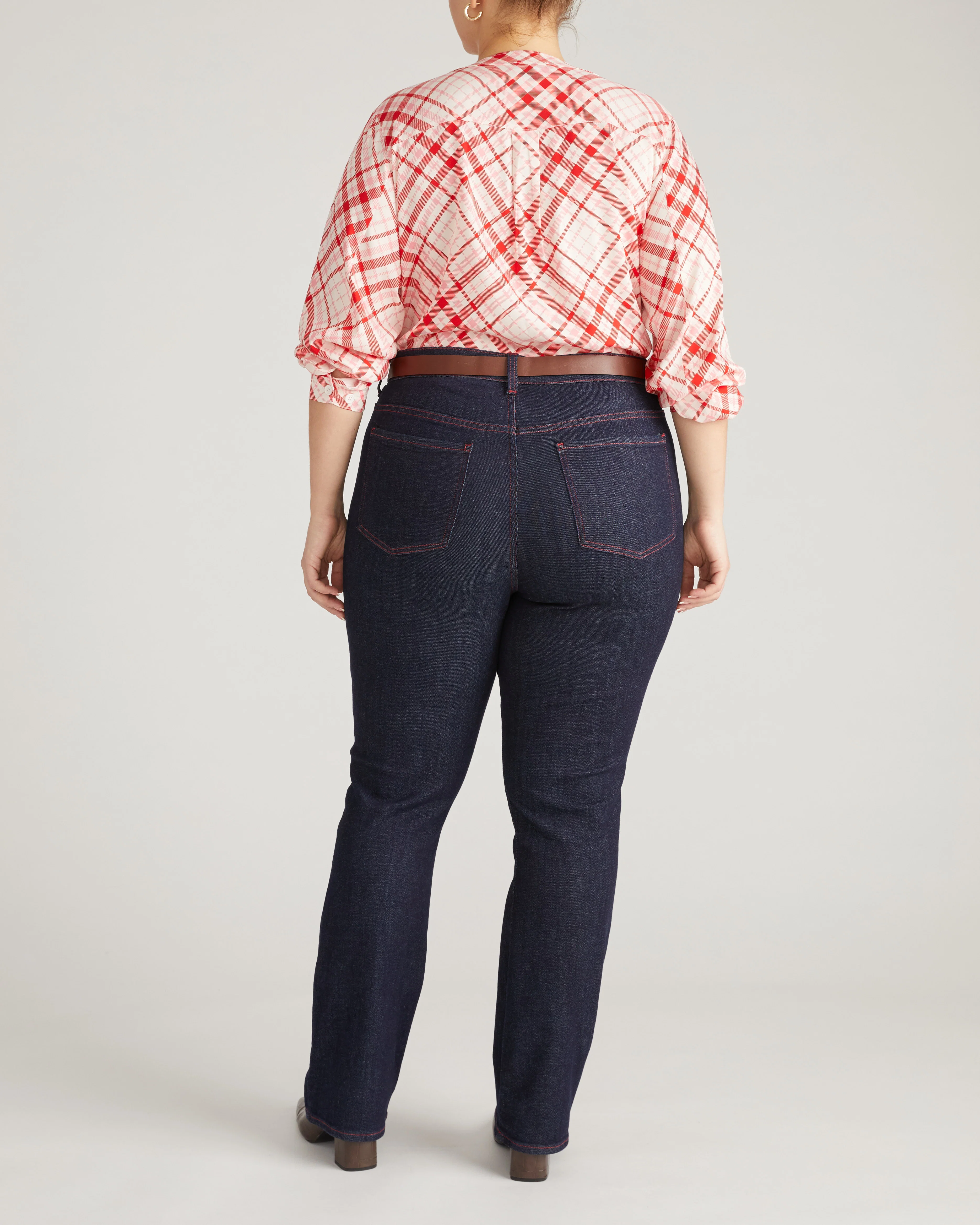 Marne Bootcut Jeans 32 inch - Americana Wash with Red Stitching - Image 6