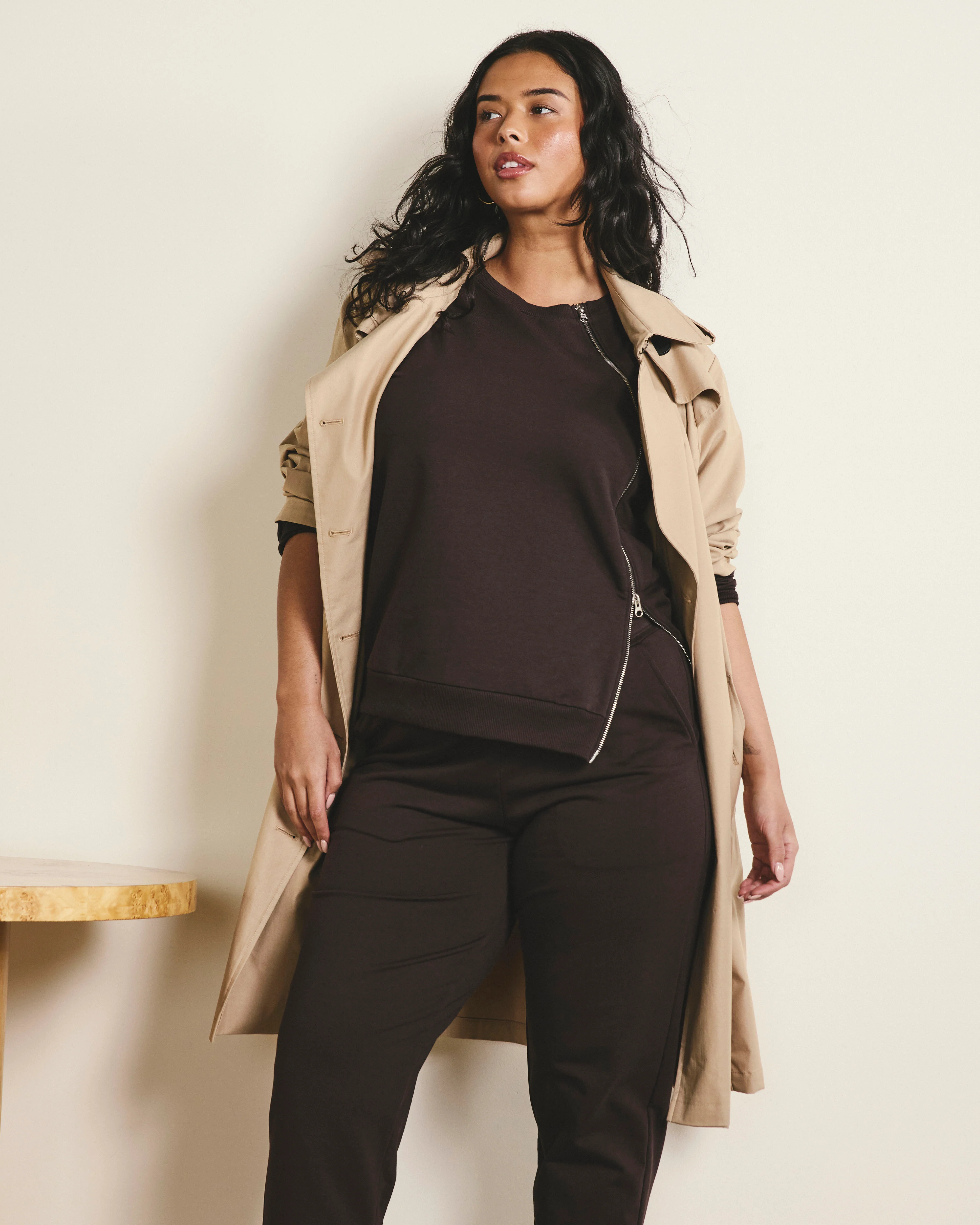 Meridien Zip Sweatshirt - Deep Brown - Image 4