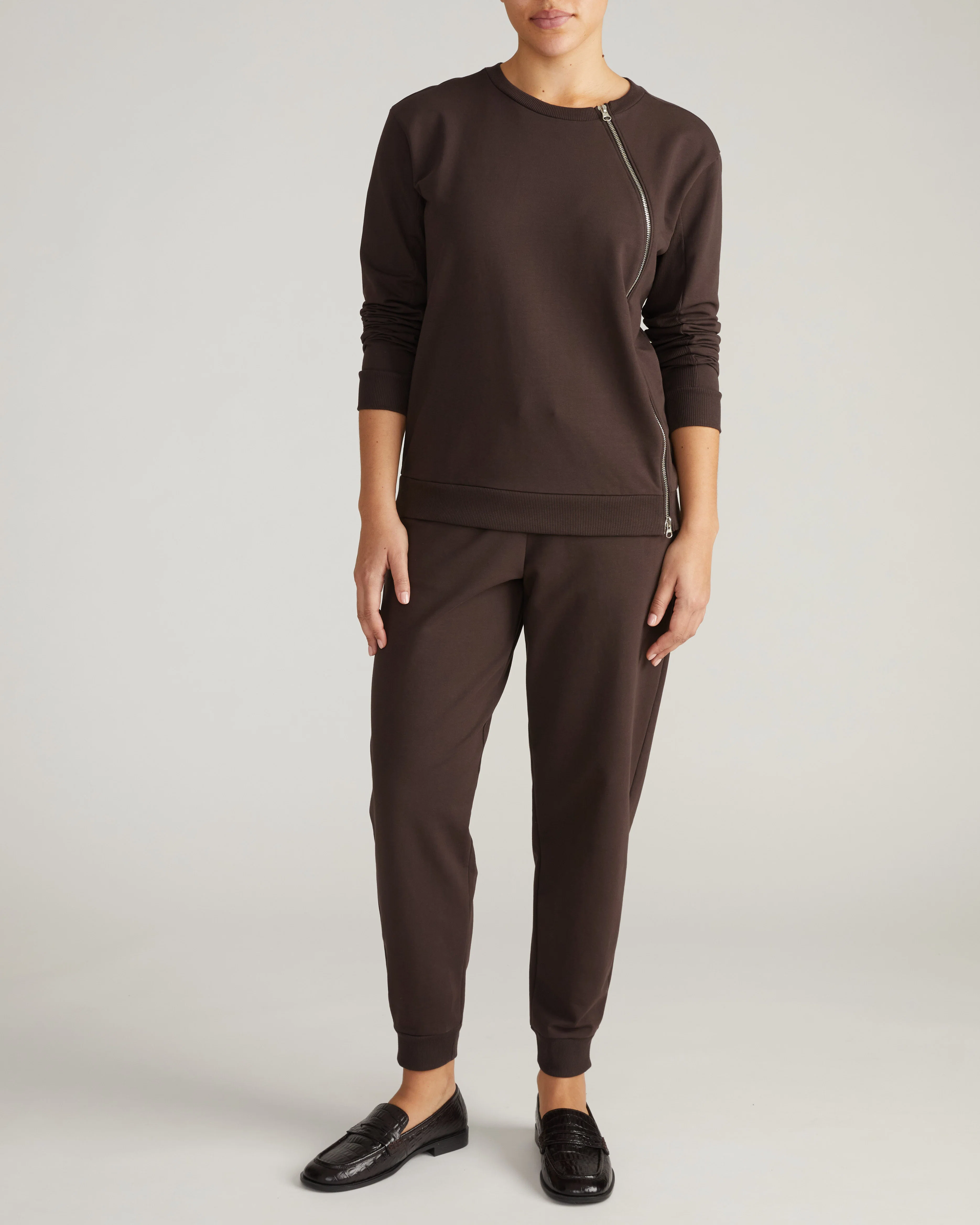 Meridien Zip Sweatshirt - Deep Brown - Image 5