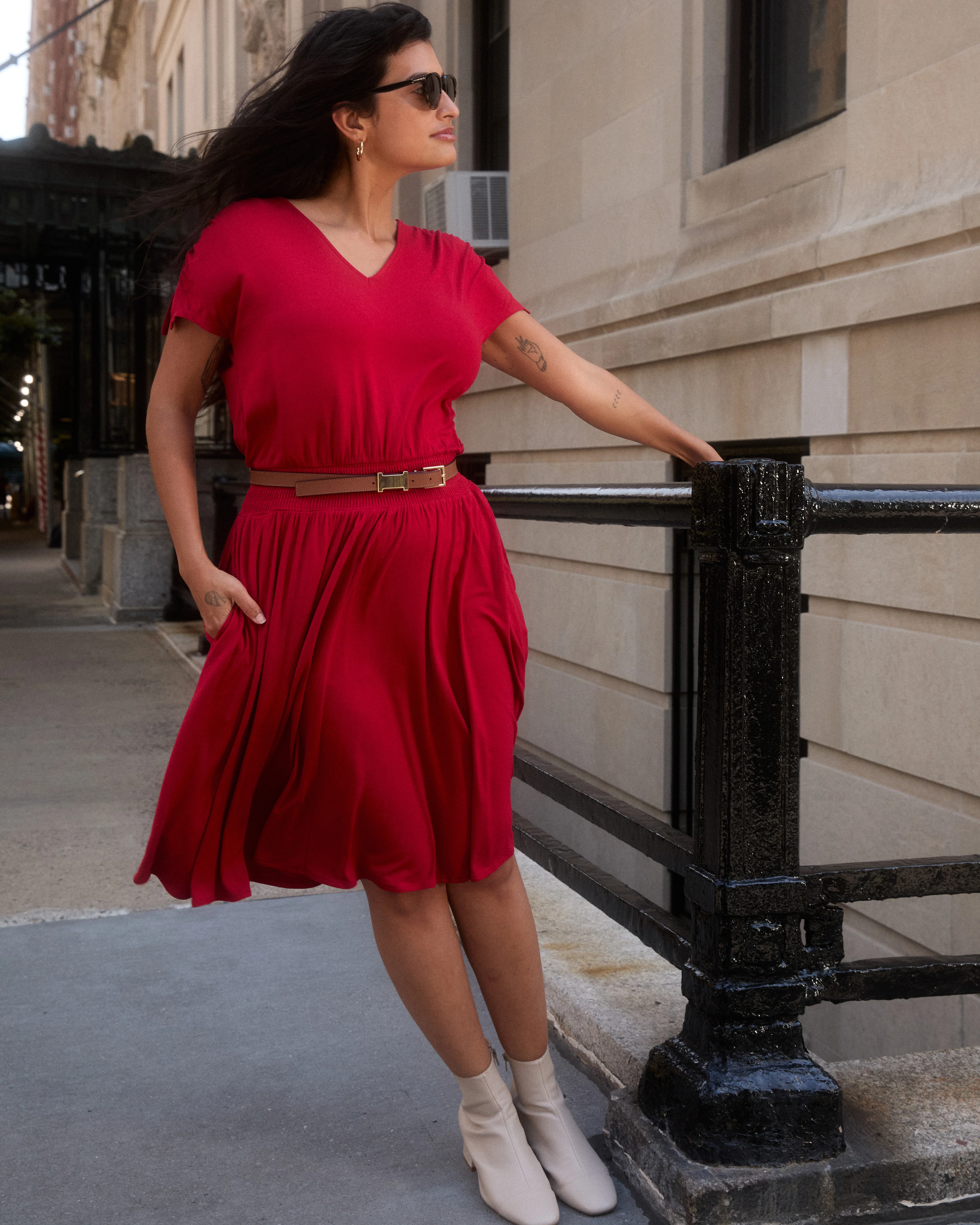 Minetta Liquid Jersey Dress - New York Red - Image 2