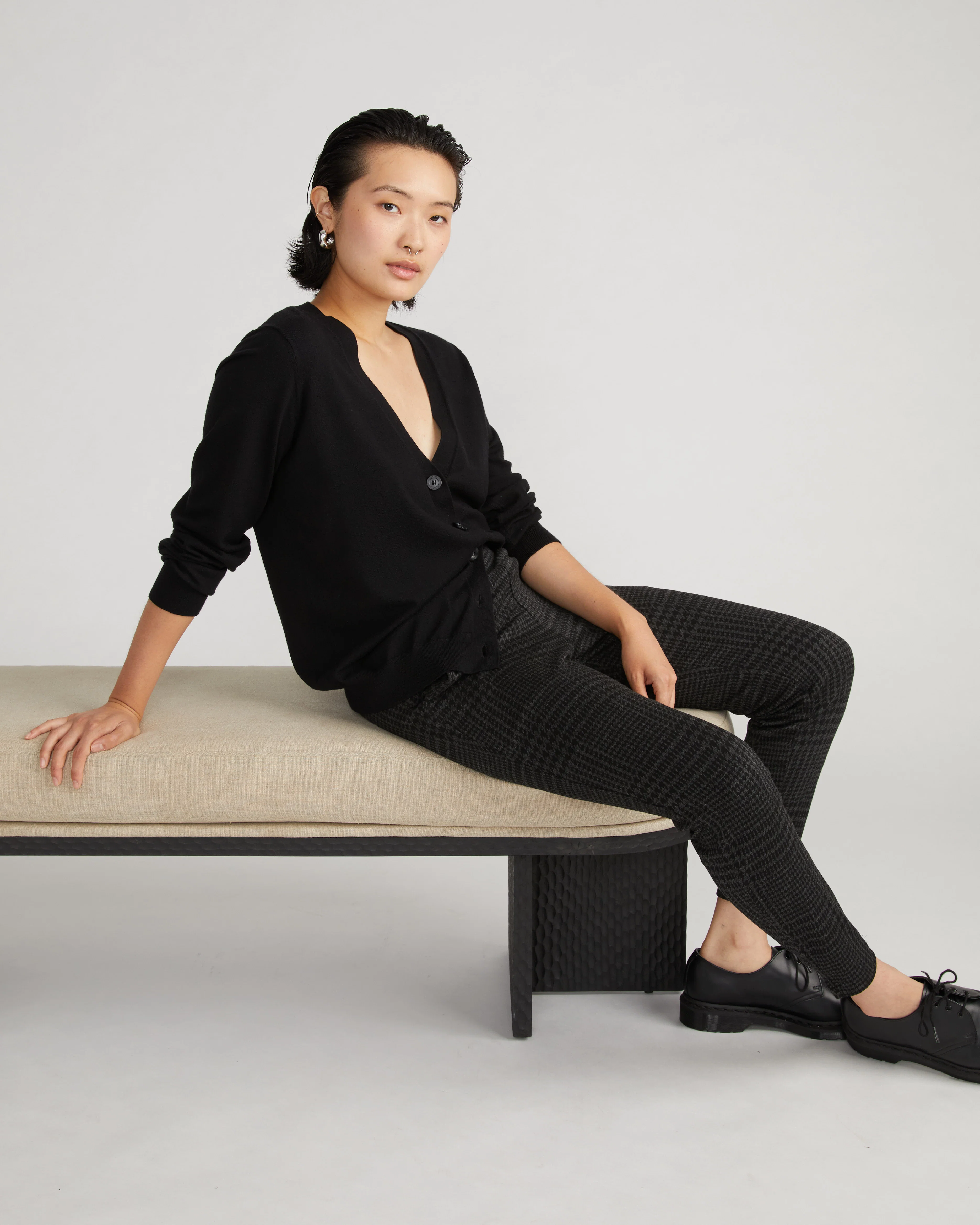 Minimalist Moro Pocket Signature Ponte Pants - Storm Houndstooth - Image 2