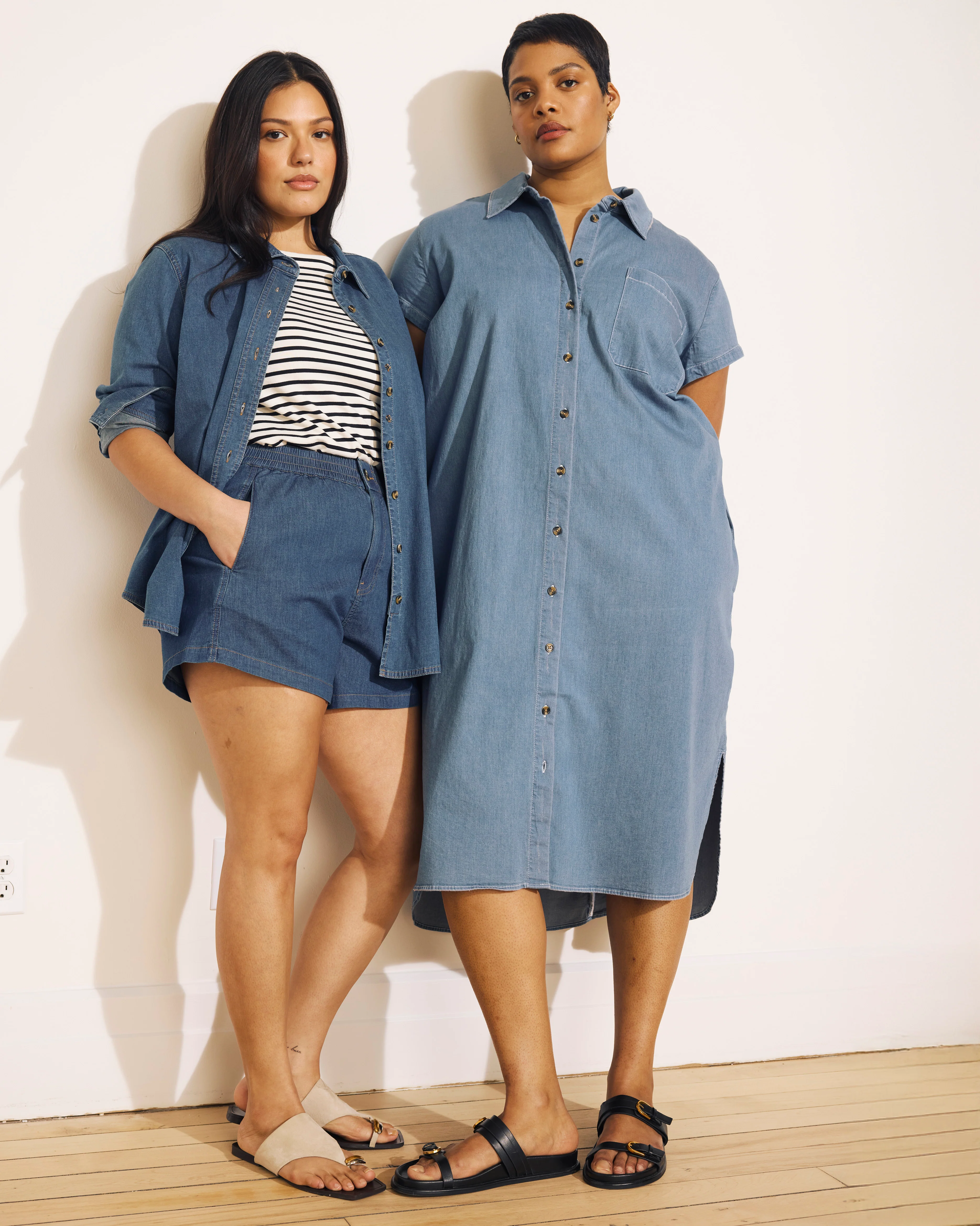 Minimalist Stretch Cotton Chambray Shirt - Orion Blue - Image 3