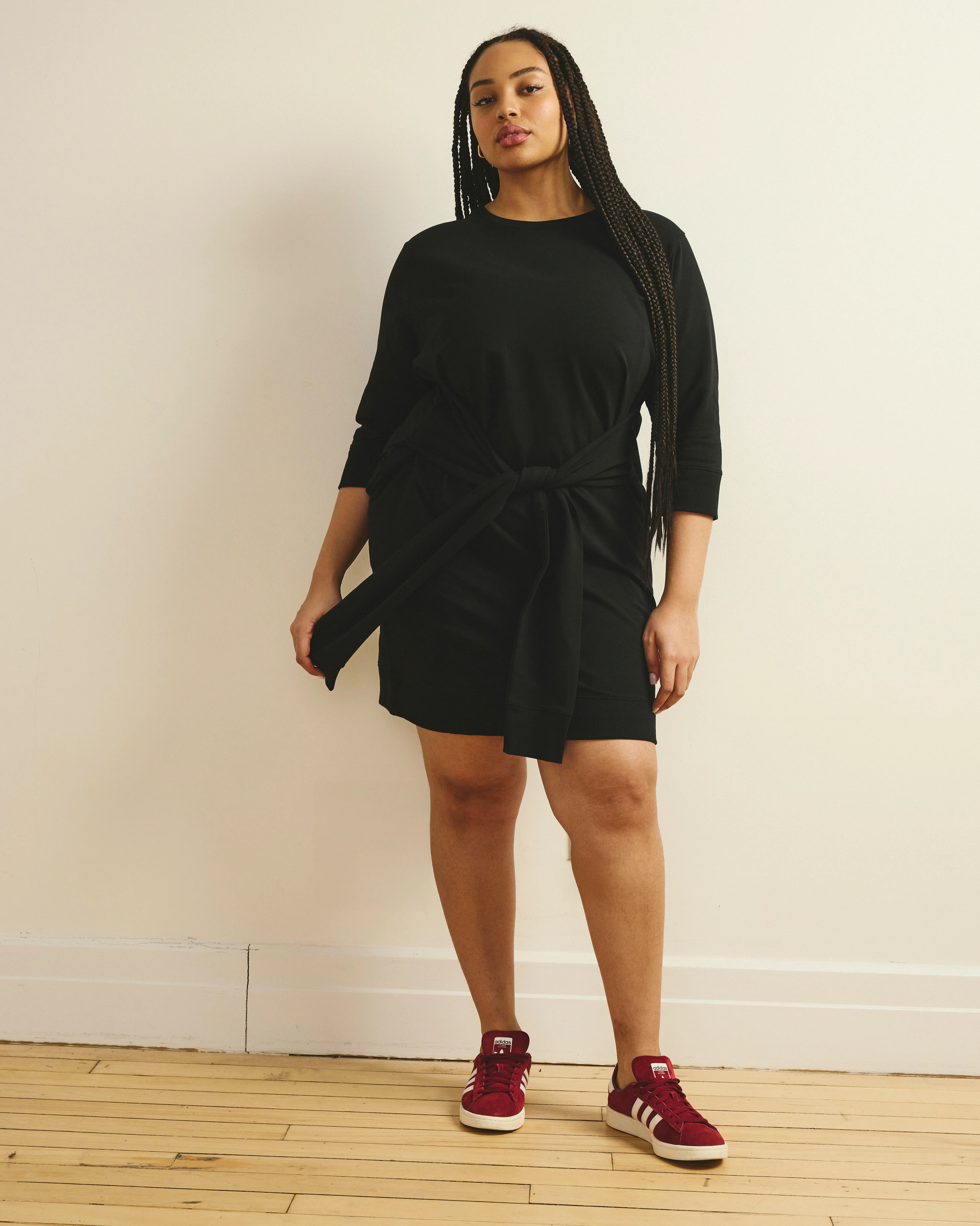 Misa Tie Sweatshirt Dress - Black