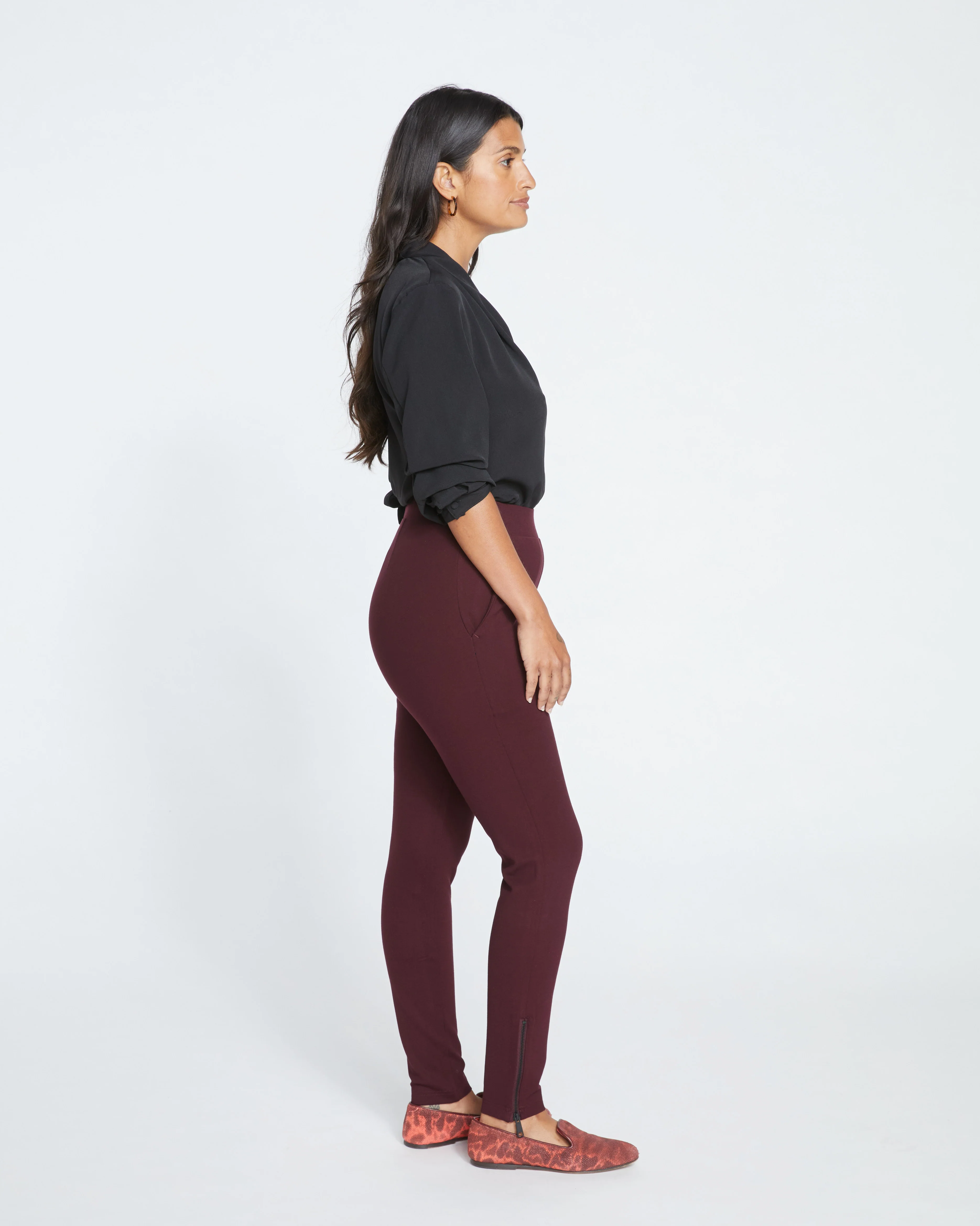 Moro Pocket Signature Ponte Pants - Black Cherry - Image 4