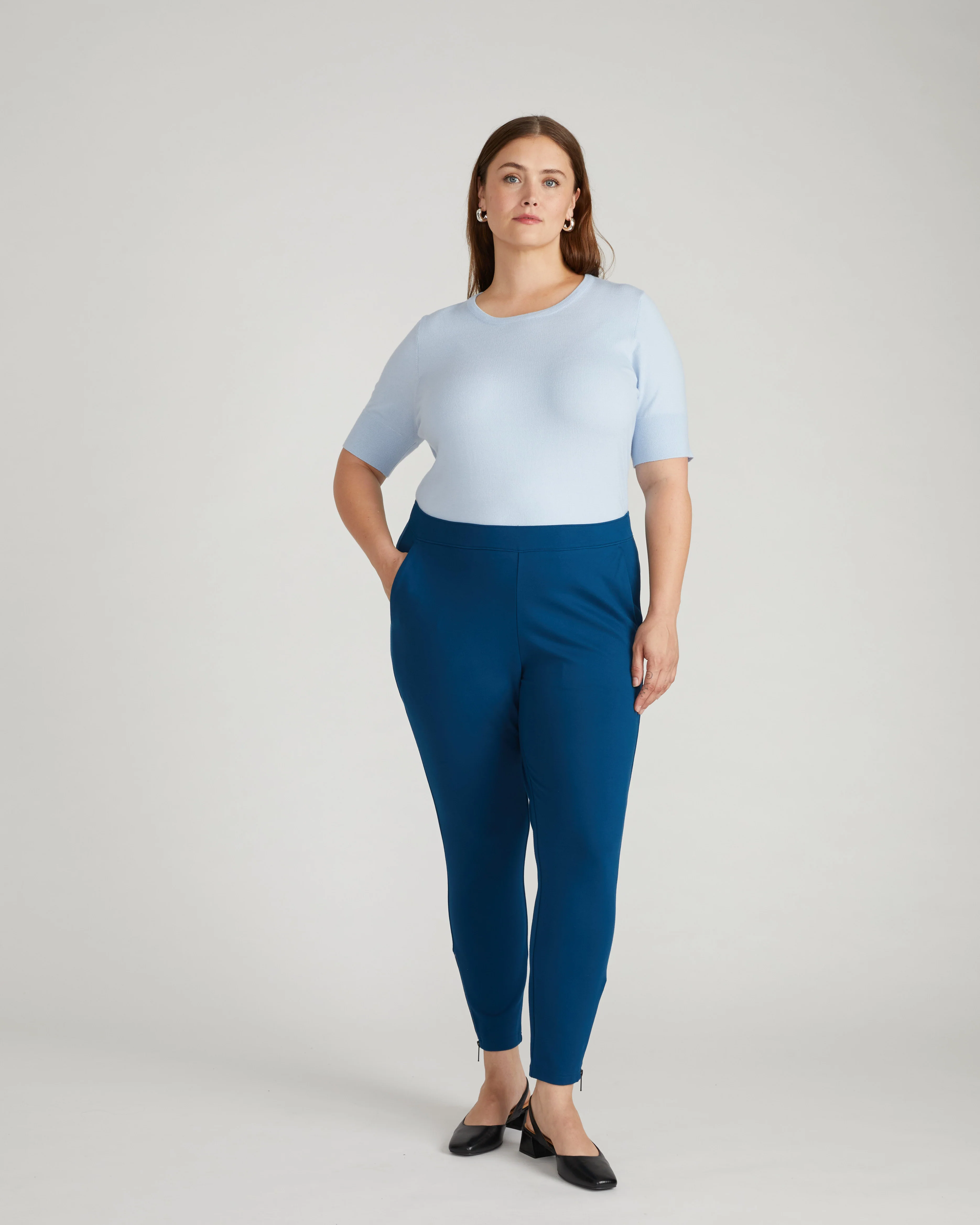 Moro Pocket Signature Ponte Pants - Deep Teal - Image 2