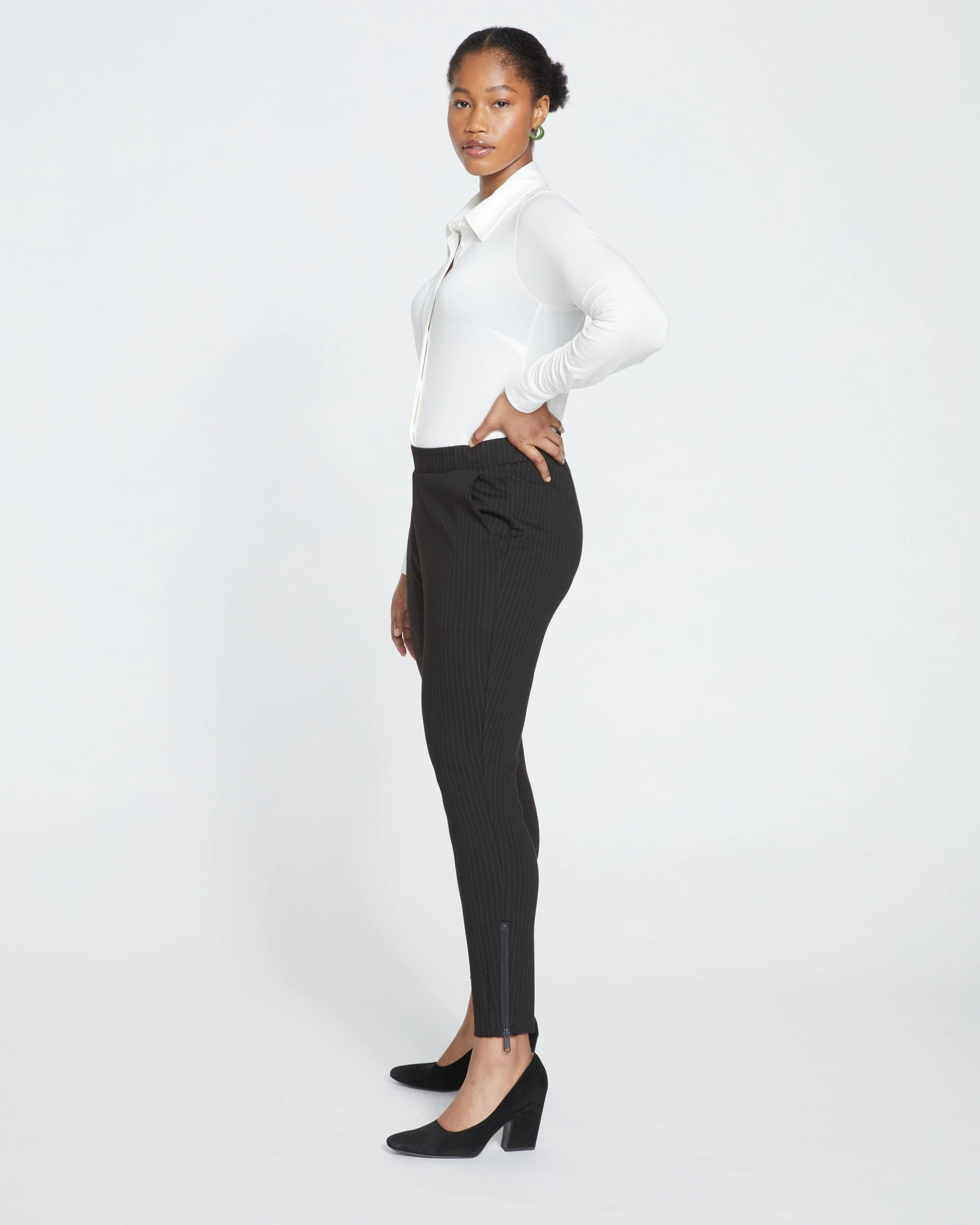 Moro Pocket Signature Ponte Pants - Slate Pinstripe - Image 5