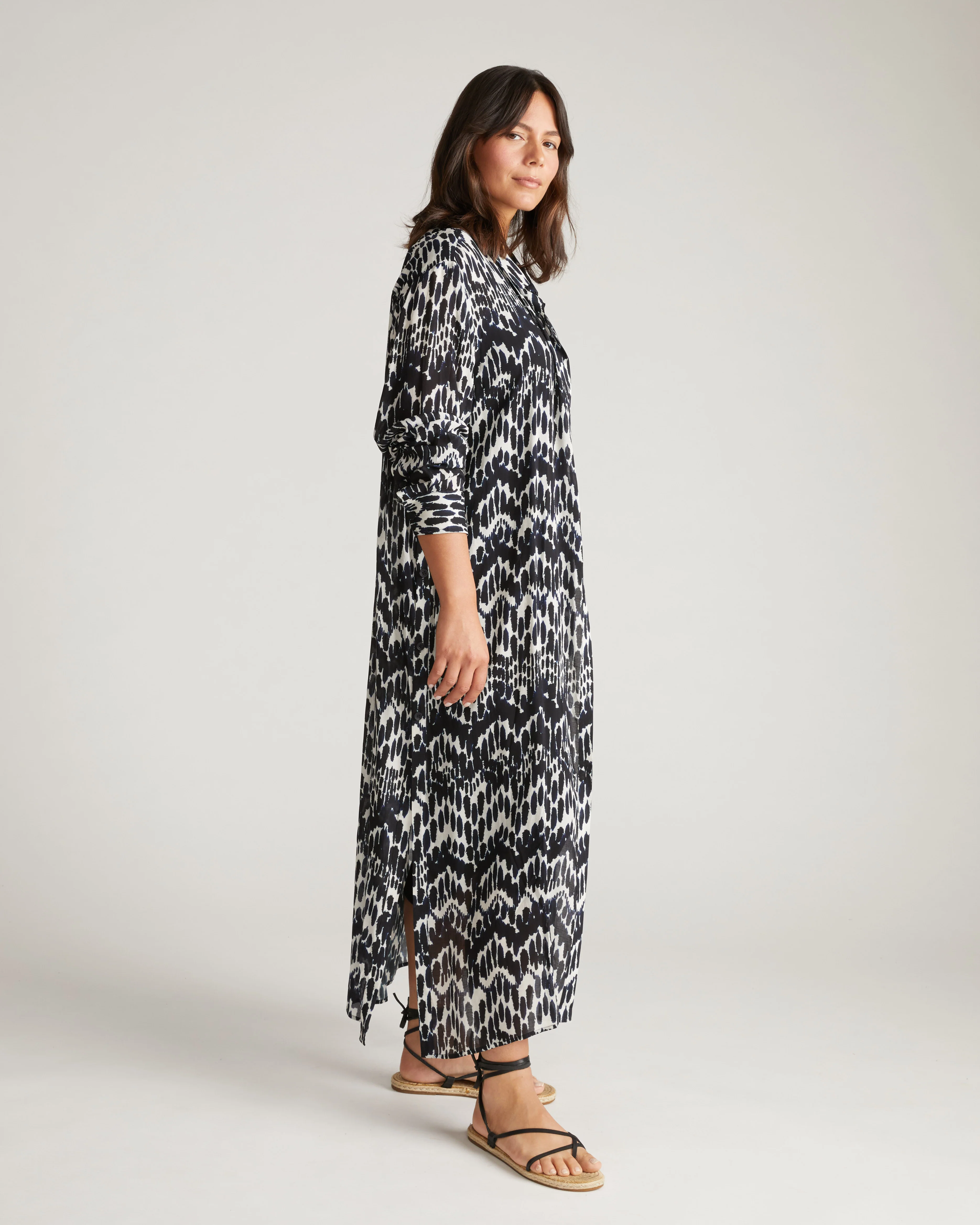 Nailah Button Down Tunic - Indigo Waterfall Print - Image 3