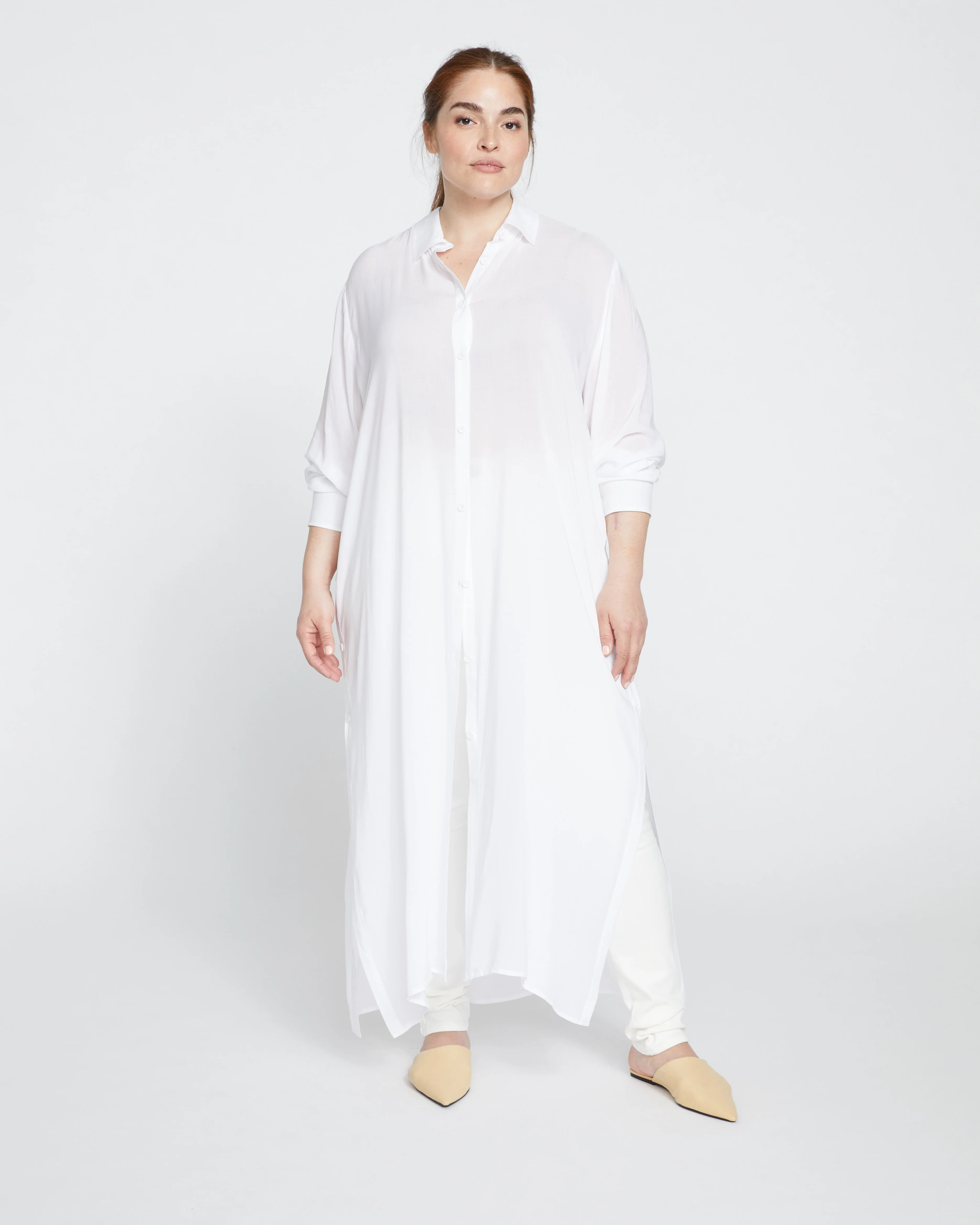 Nailah Button Down Tunic - White - Image 2