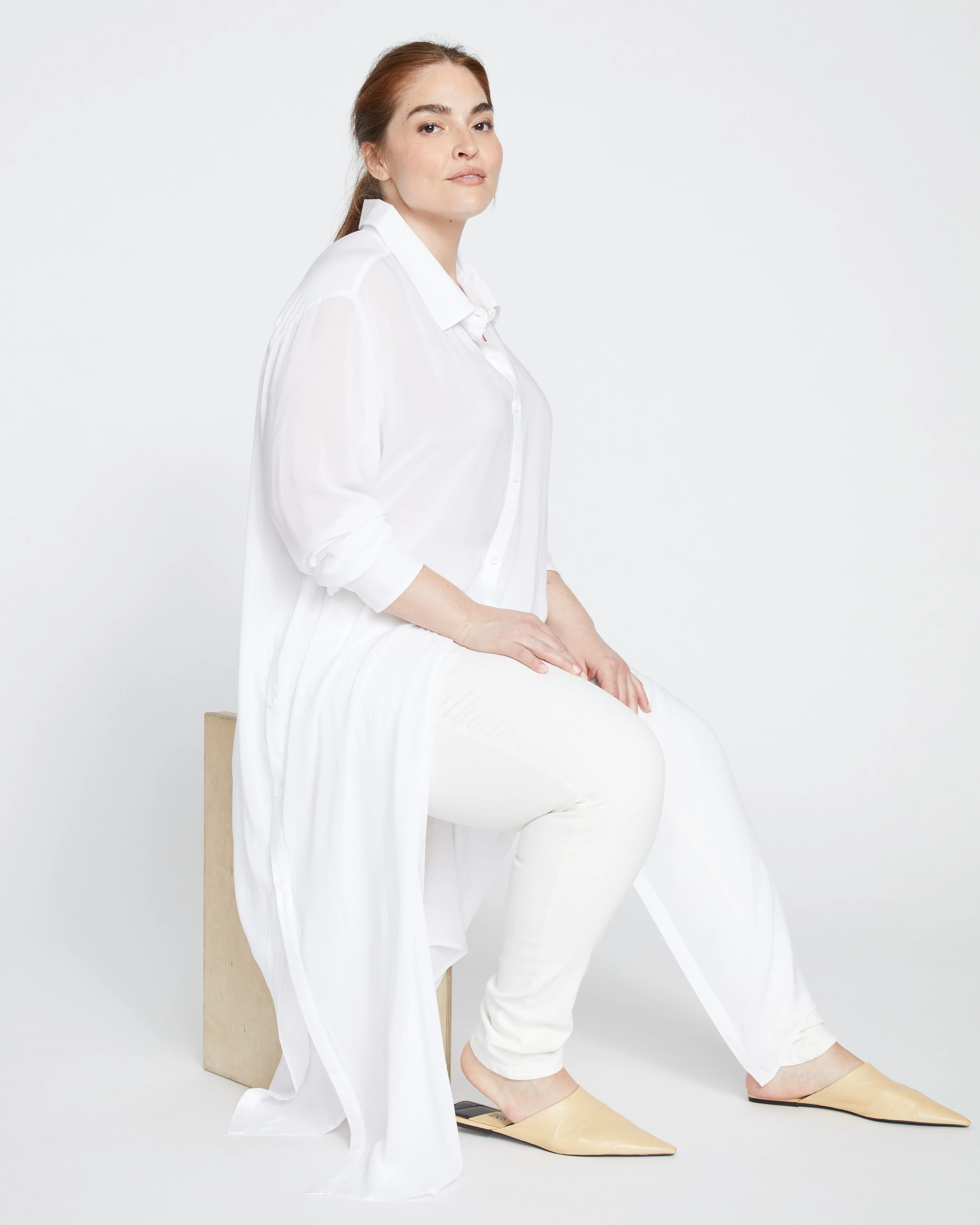Nailah Button Down Tunic - White - Image 3