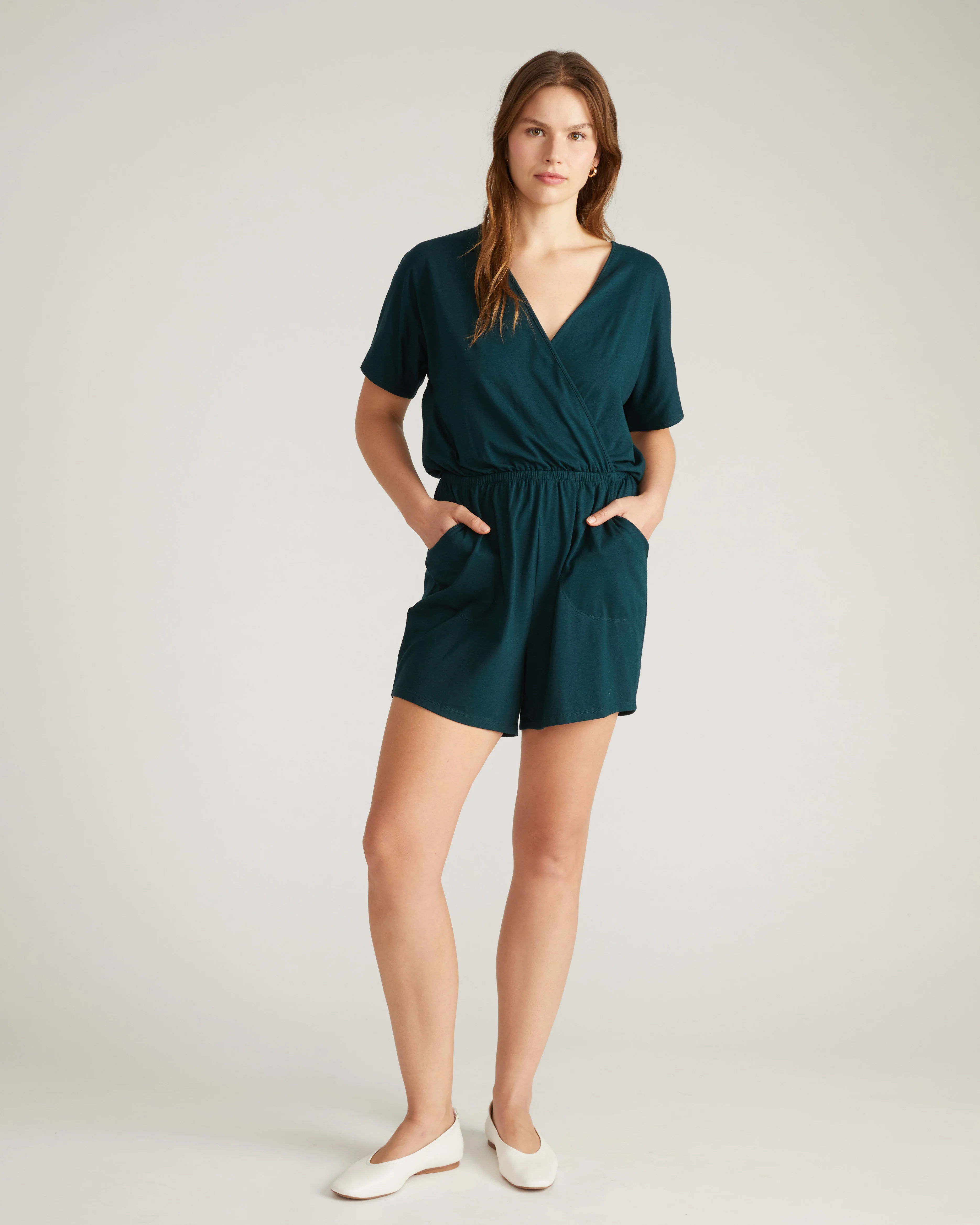Nora Cross Front Romper - Deep Sea