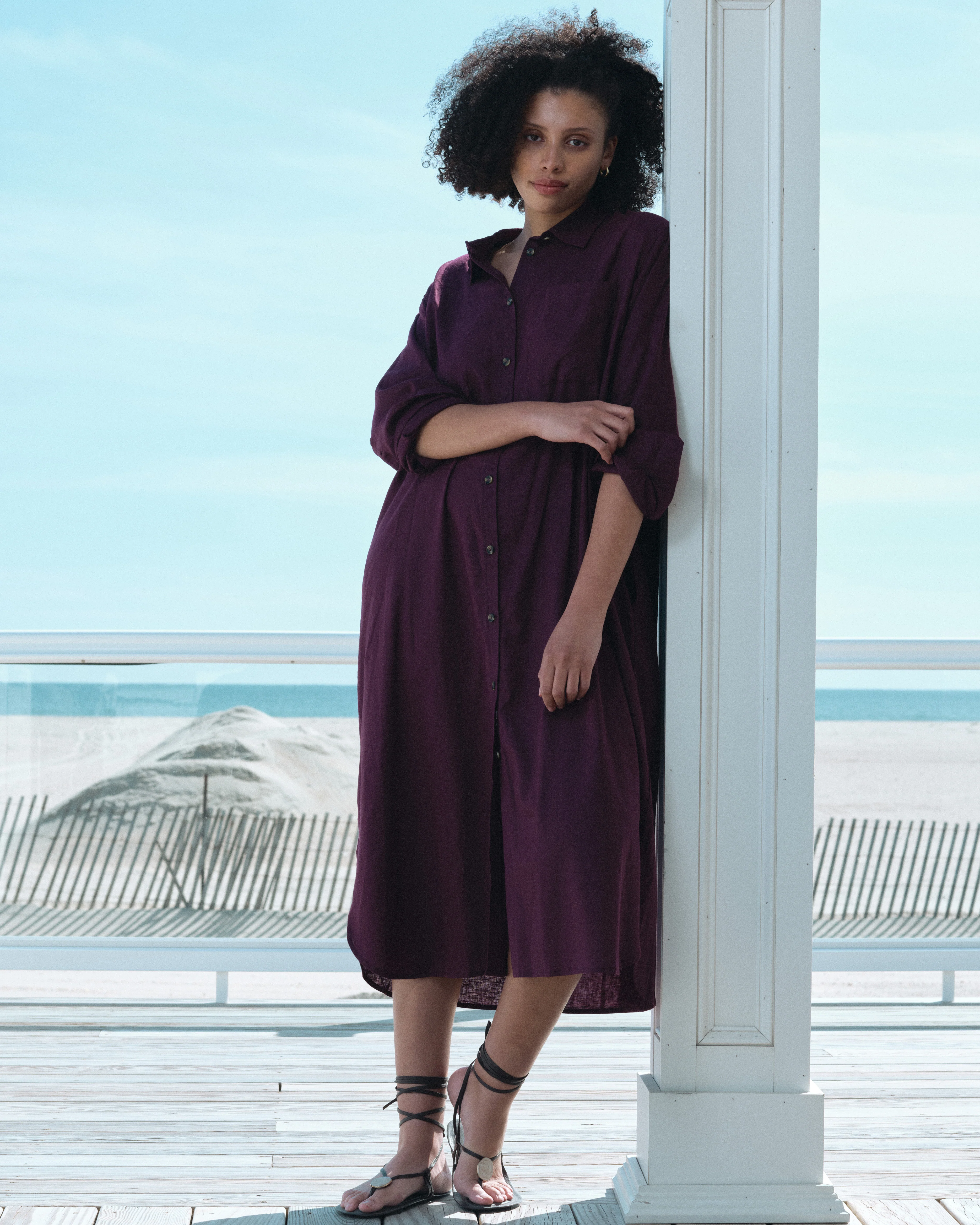 Odeon Linen Shirtdress - Acai - Image 2