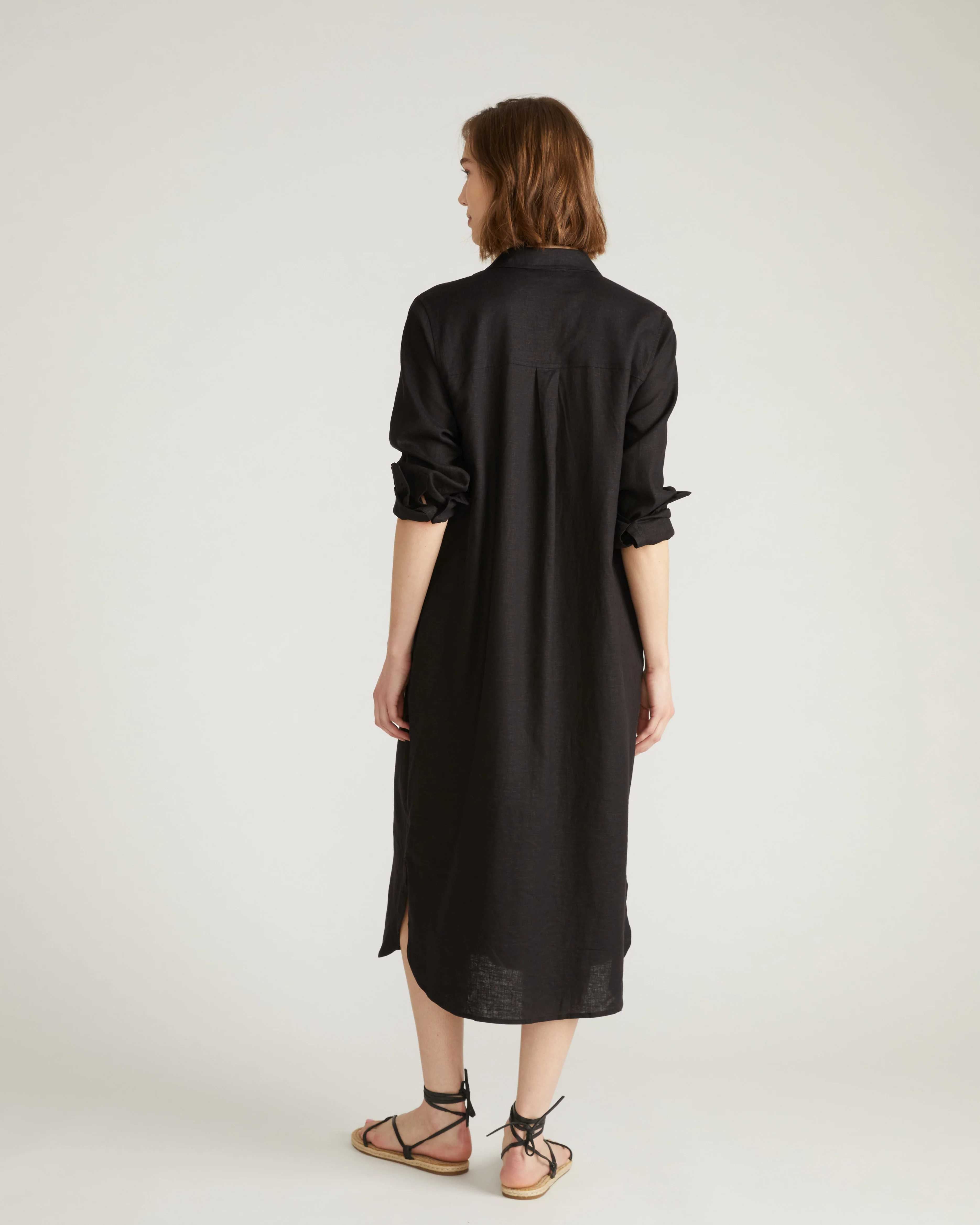 Odeon Linen Shirtdress - Black - Image 4
