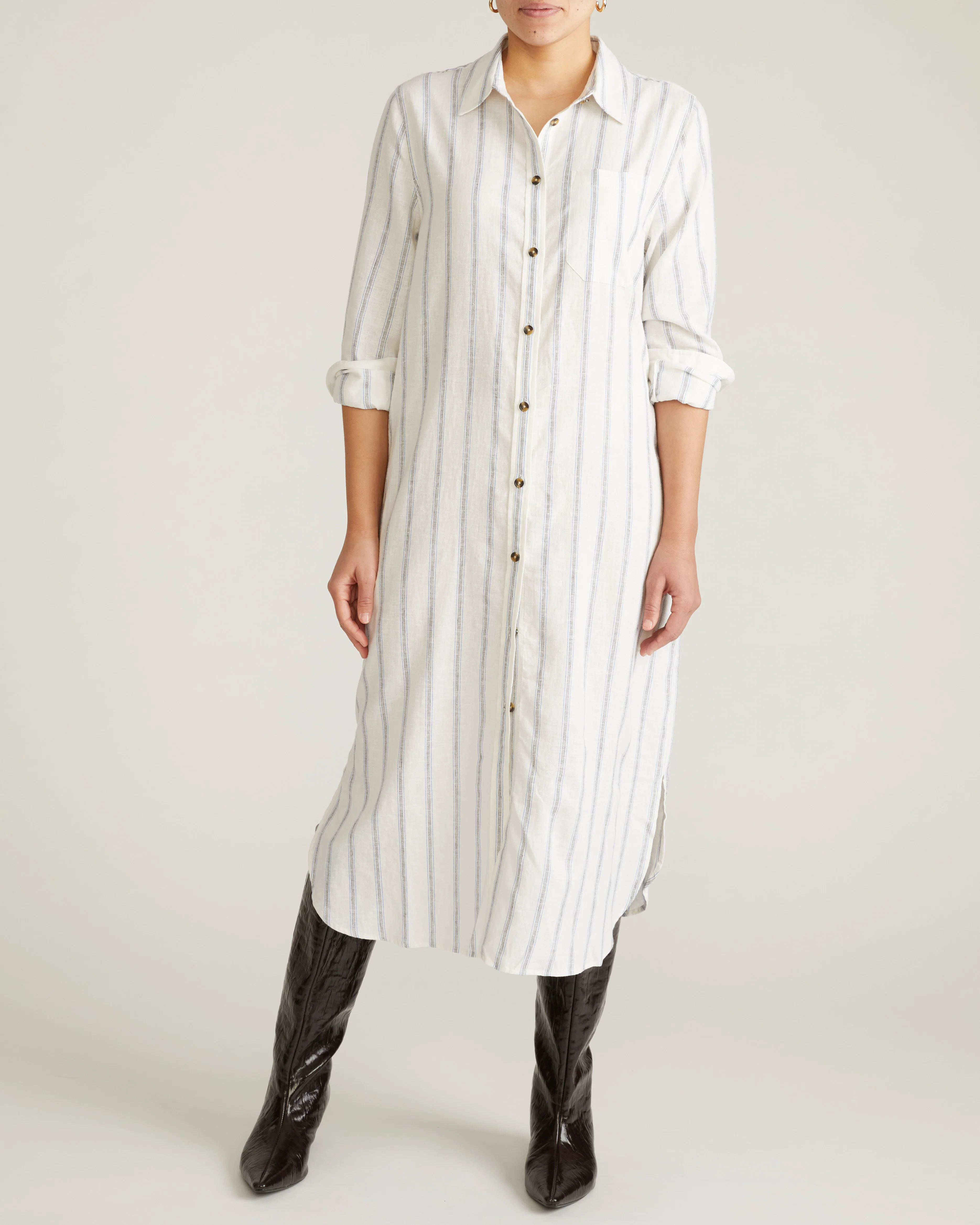 Odeon Linen Shirtdress - Mayfair Stripe - Image 3