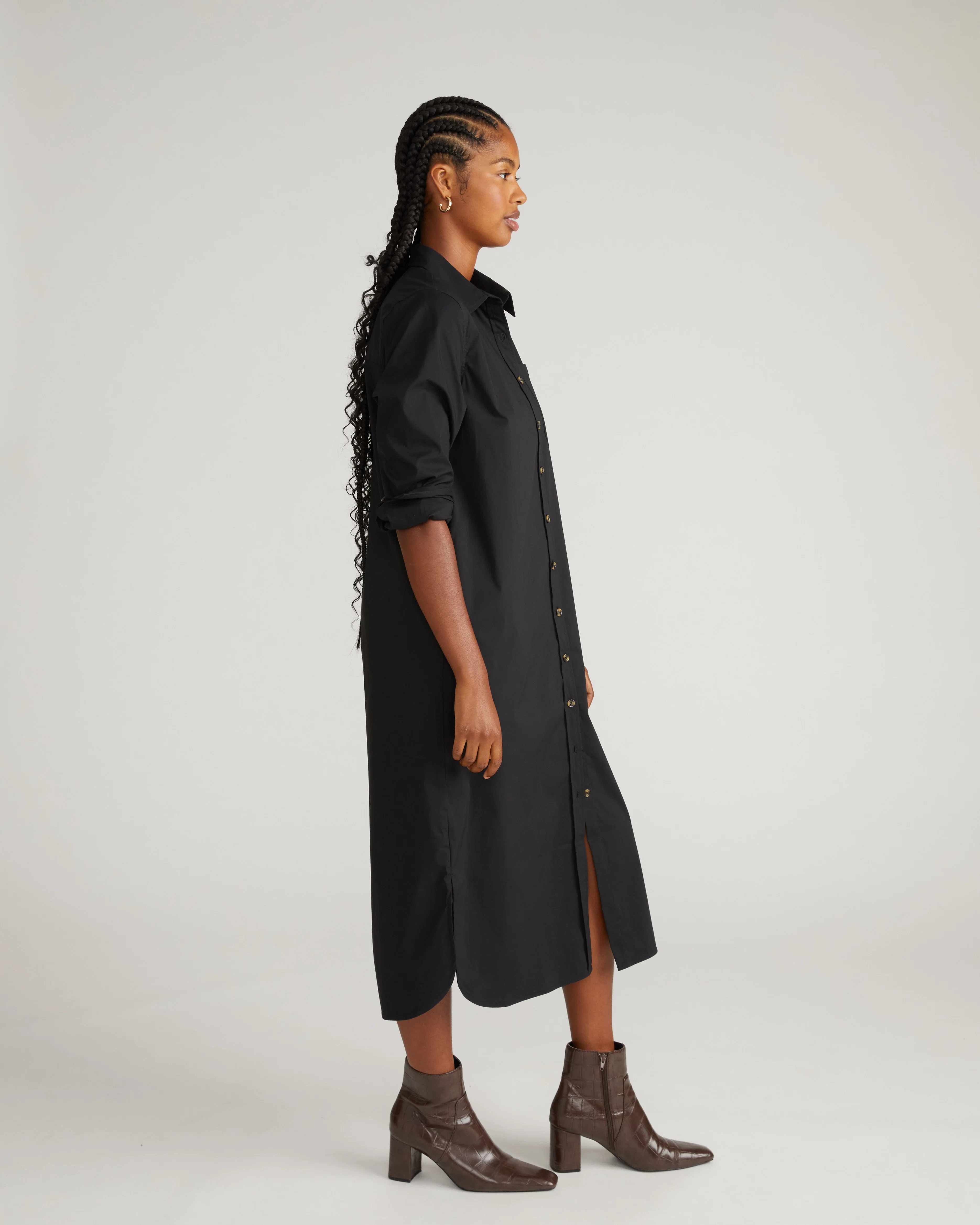 Odeon Stretch Poplin Shirtdress - Black - Image 2