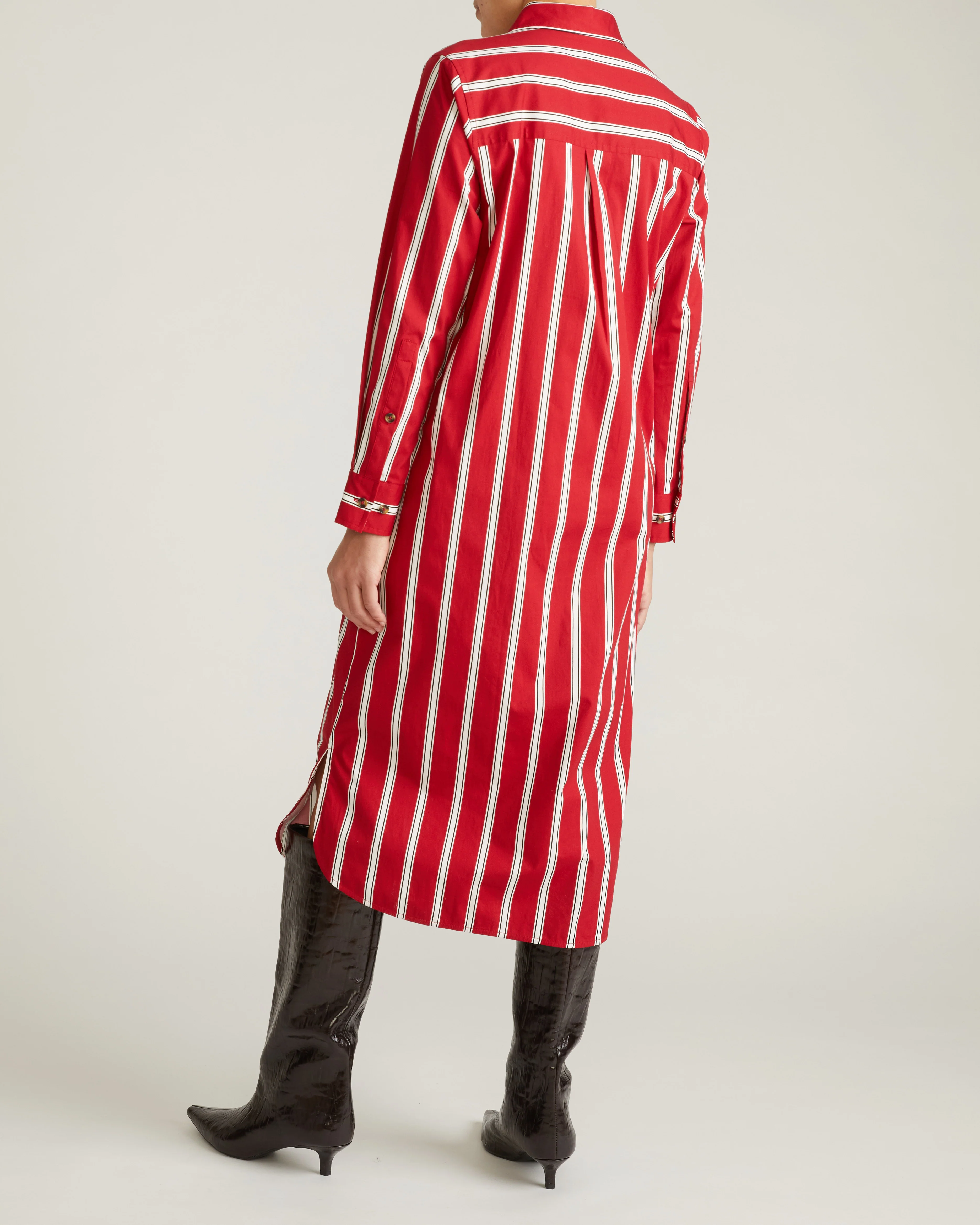 Odeon Stretch Poplin Shirtdress - Red/Black/White Stripe - Image 6