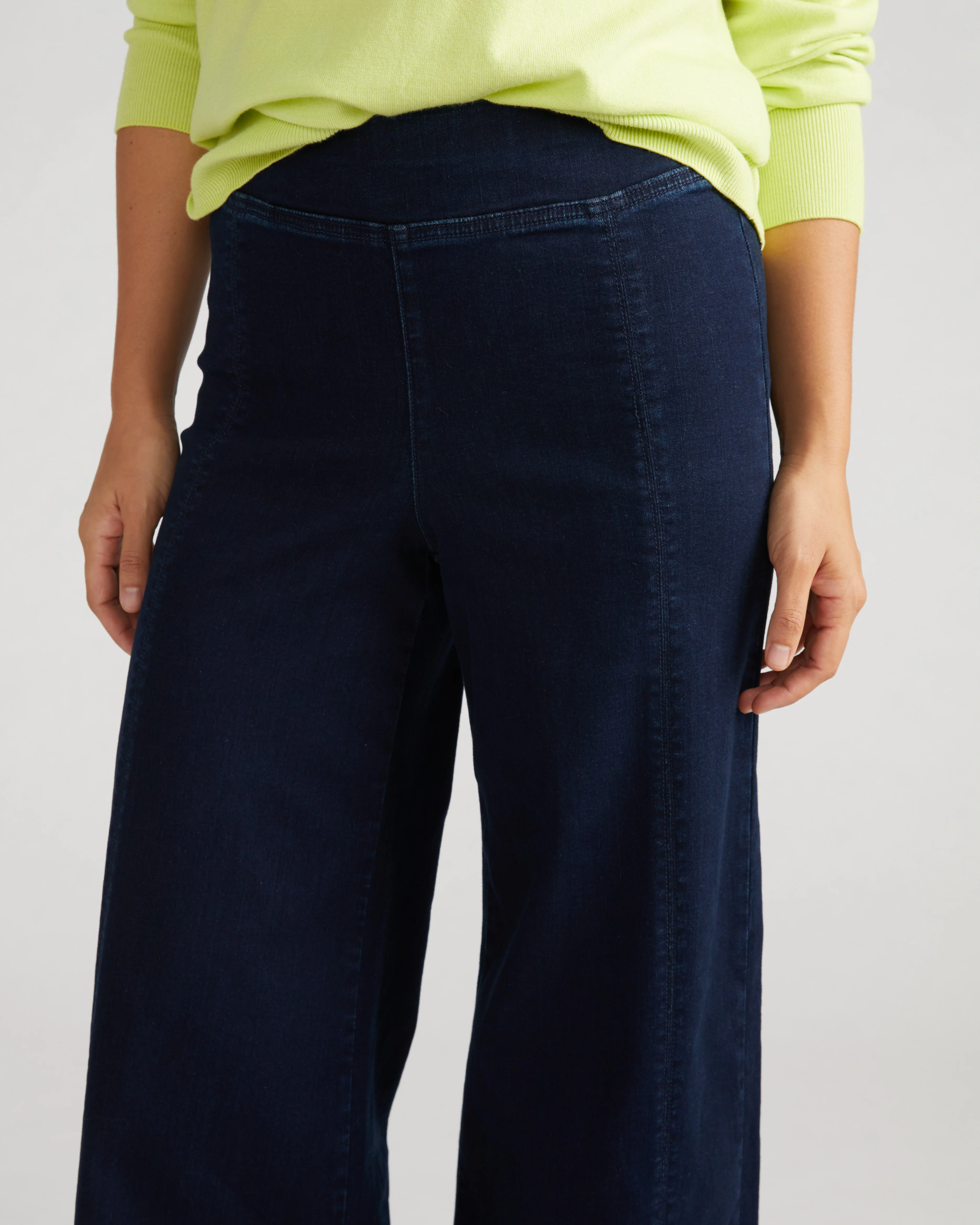 Olivia Pintuck Wide Leg Jeans - Dark Indigo - Image 2