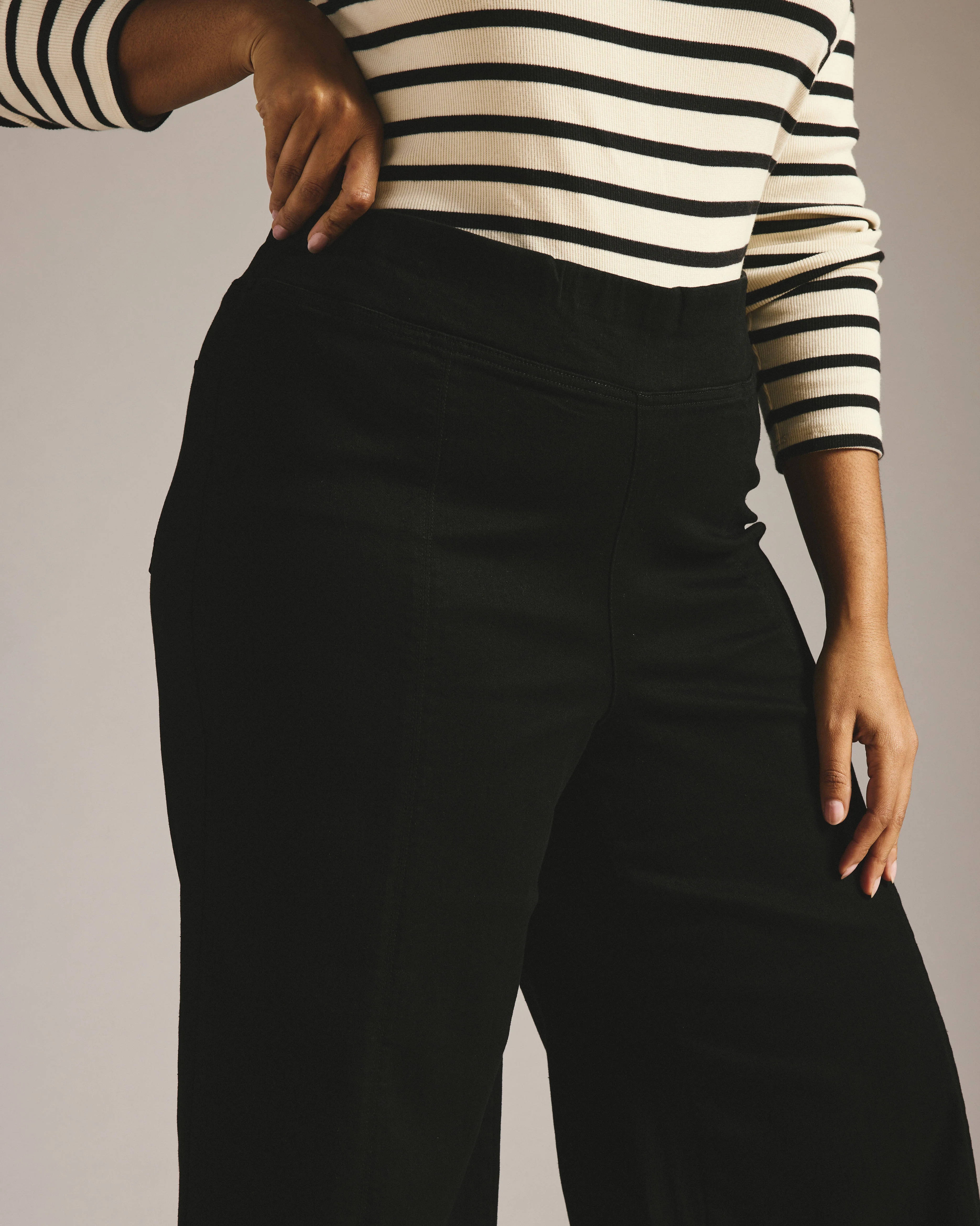 Olivia Pintuck Wide Leg Jeans - Jet Black - Image 2