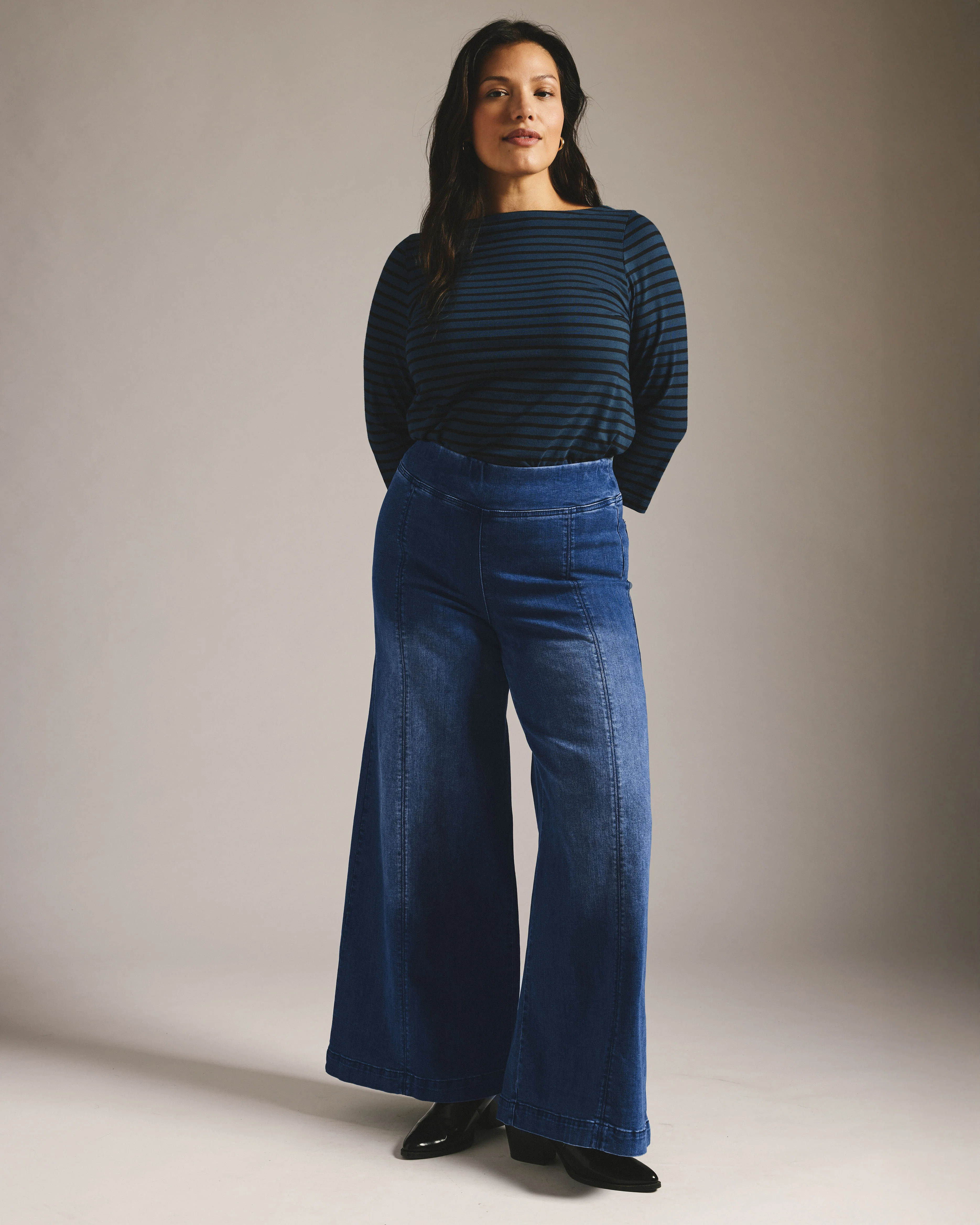 Olivia Pintuck Wide Leg Jeans - True Blue - Image 2