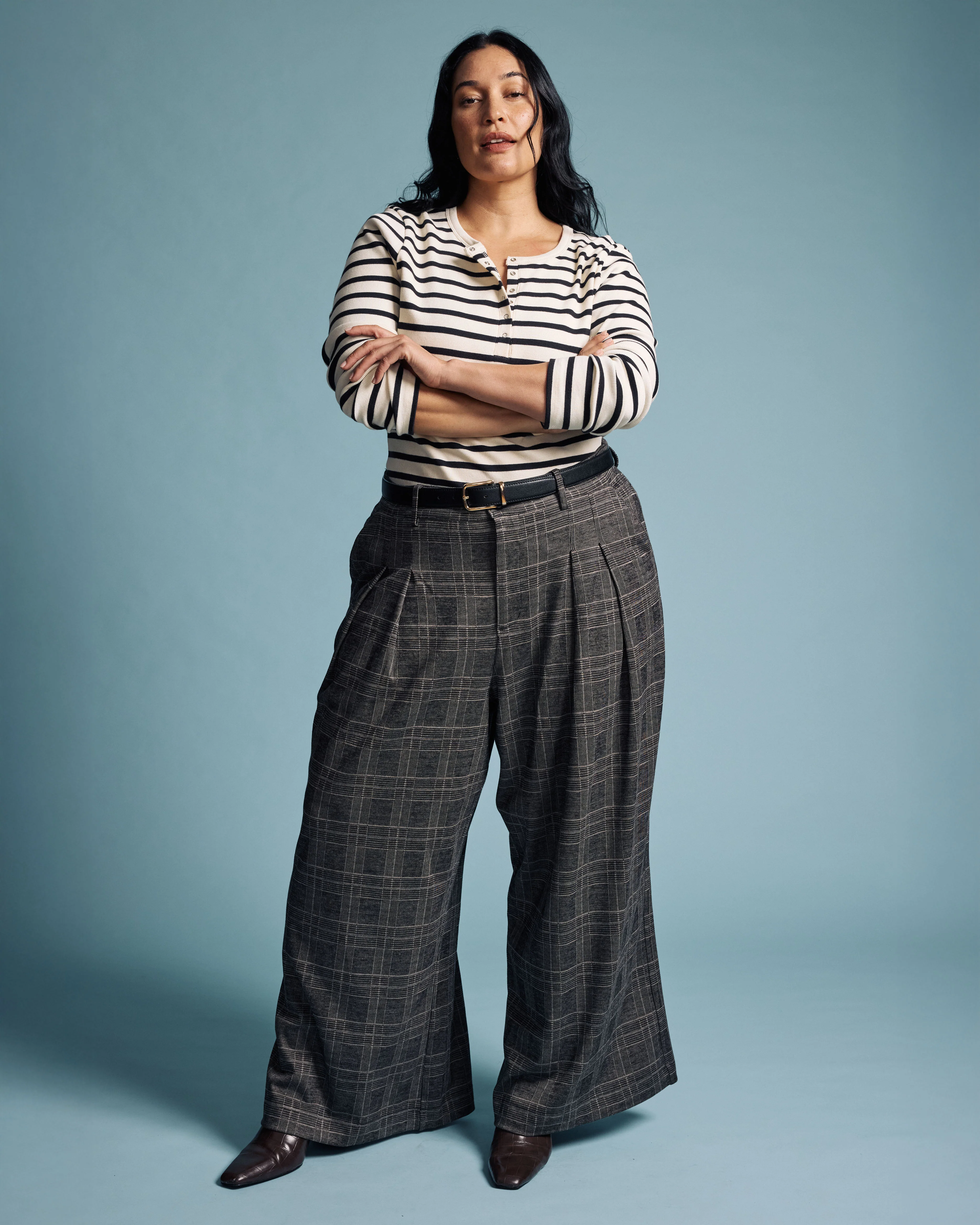 Palais Wide Leg Ponte Pants - British Plaid - Image 3