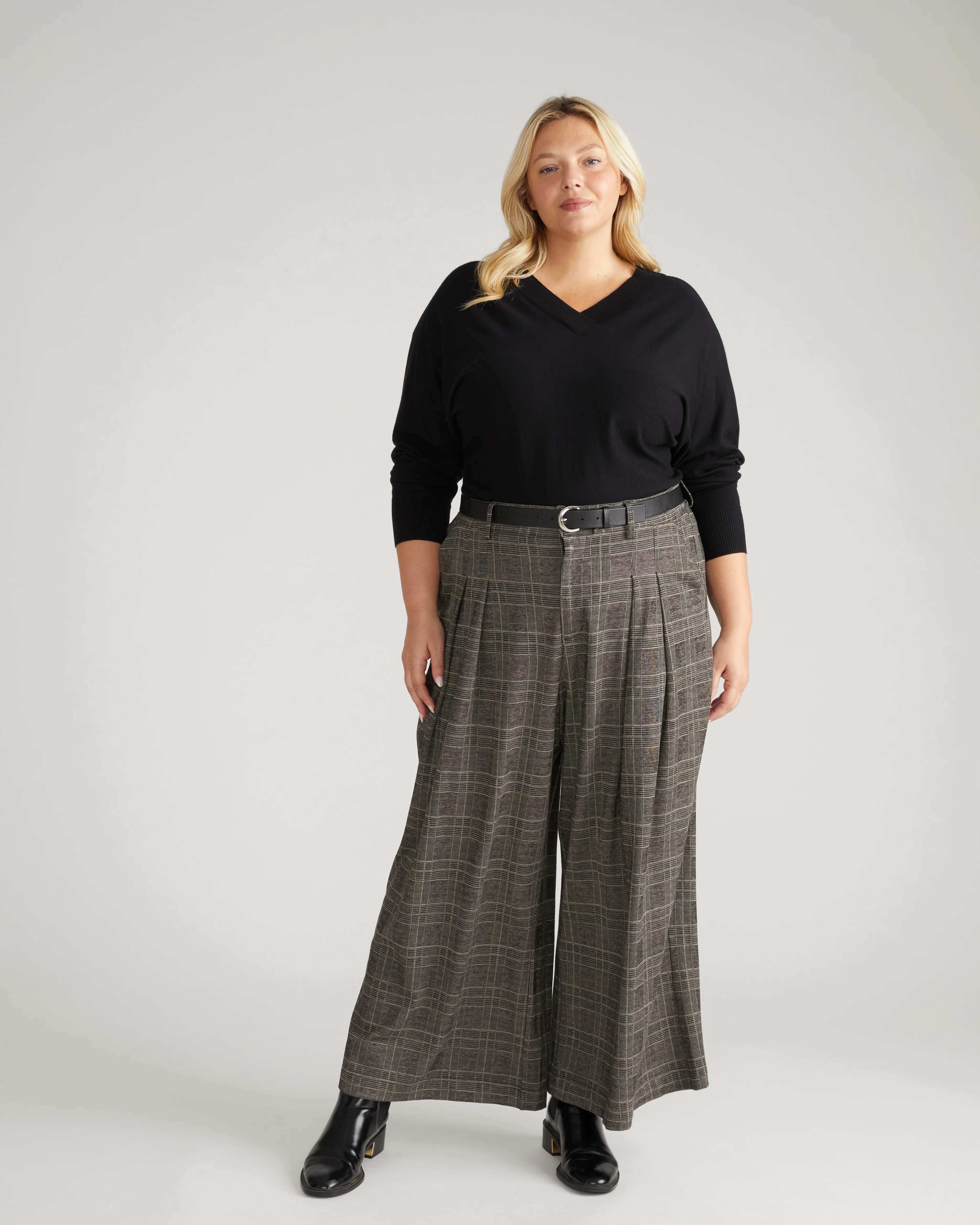 Palais Wide Leg Ponte Pants - British Plaid - Image 4