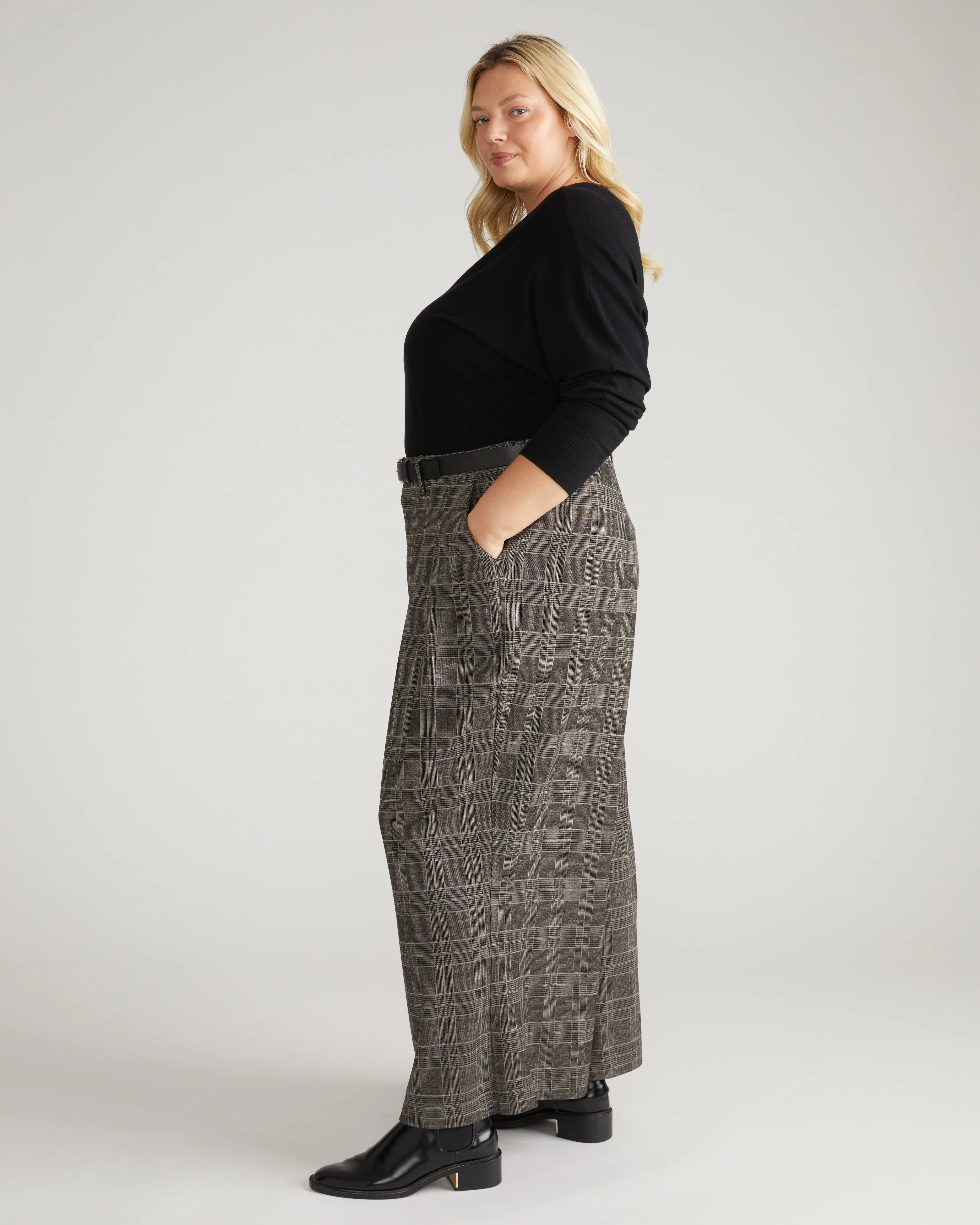 Palais Wide Leg Ponte Pants - British Plaid - Image 5