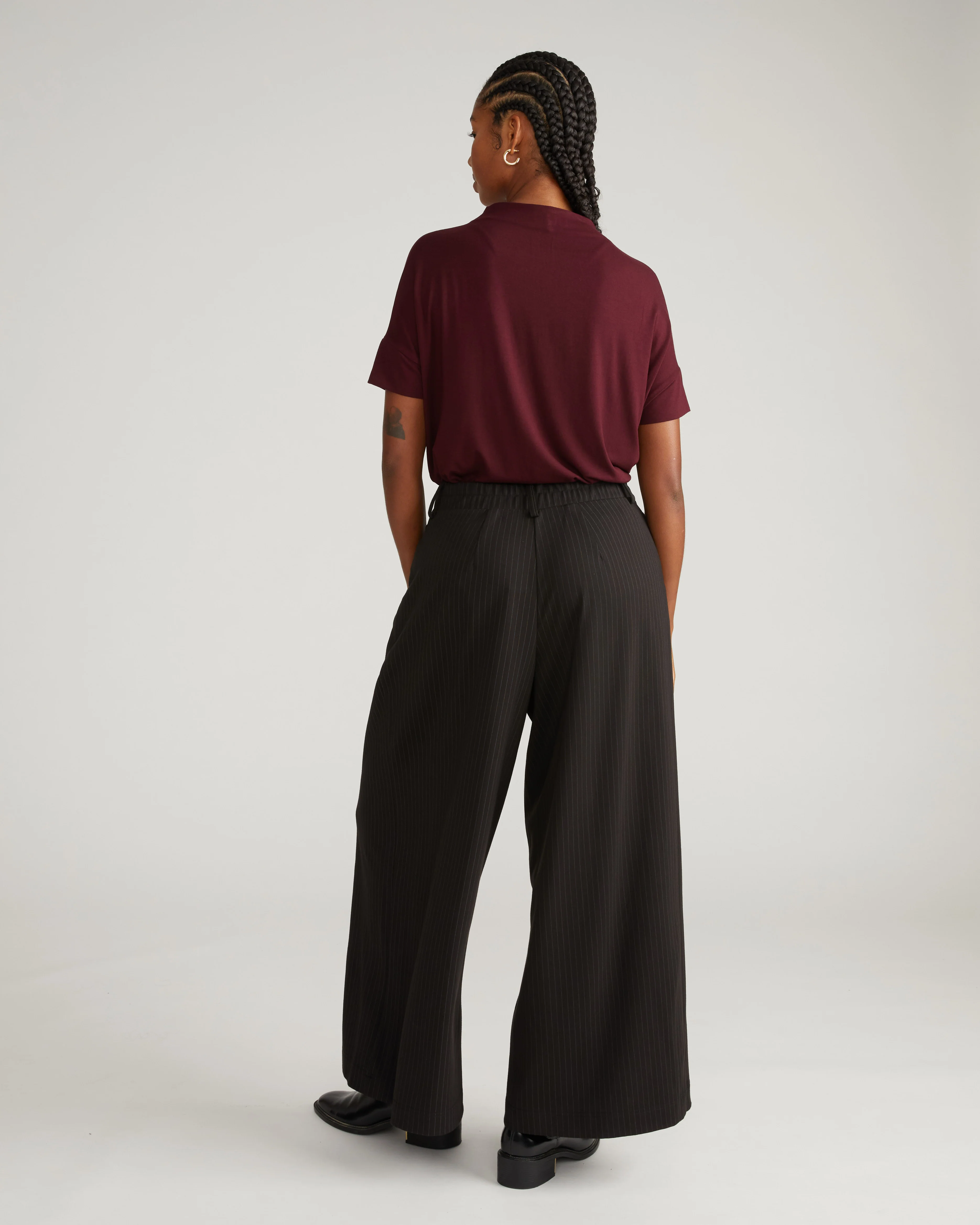 Palais Wide Leg Ponte Pants - Slate Pinstripe - Image 3