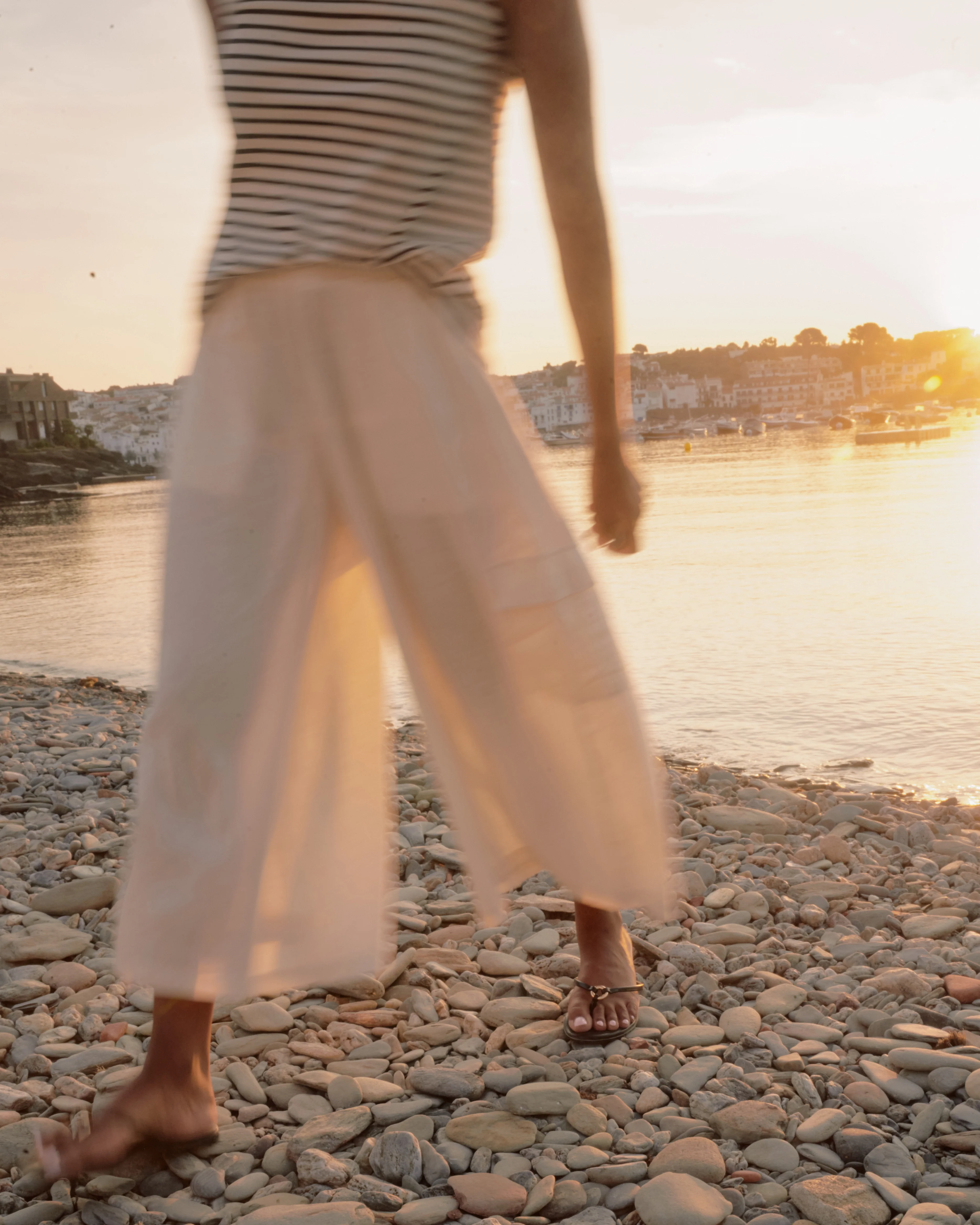 Palazzo Cargo Linen Pant - Natural White