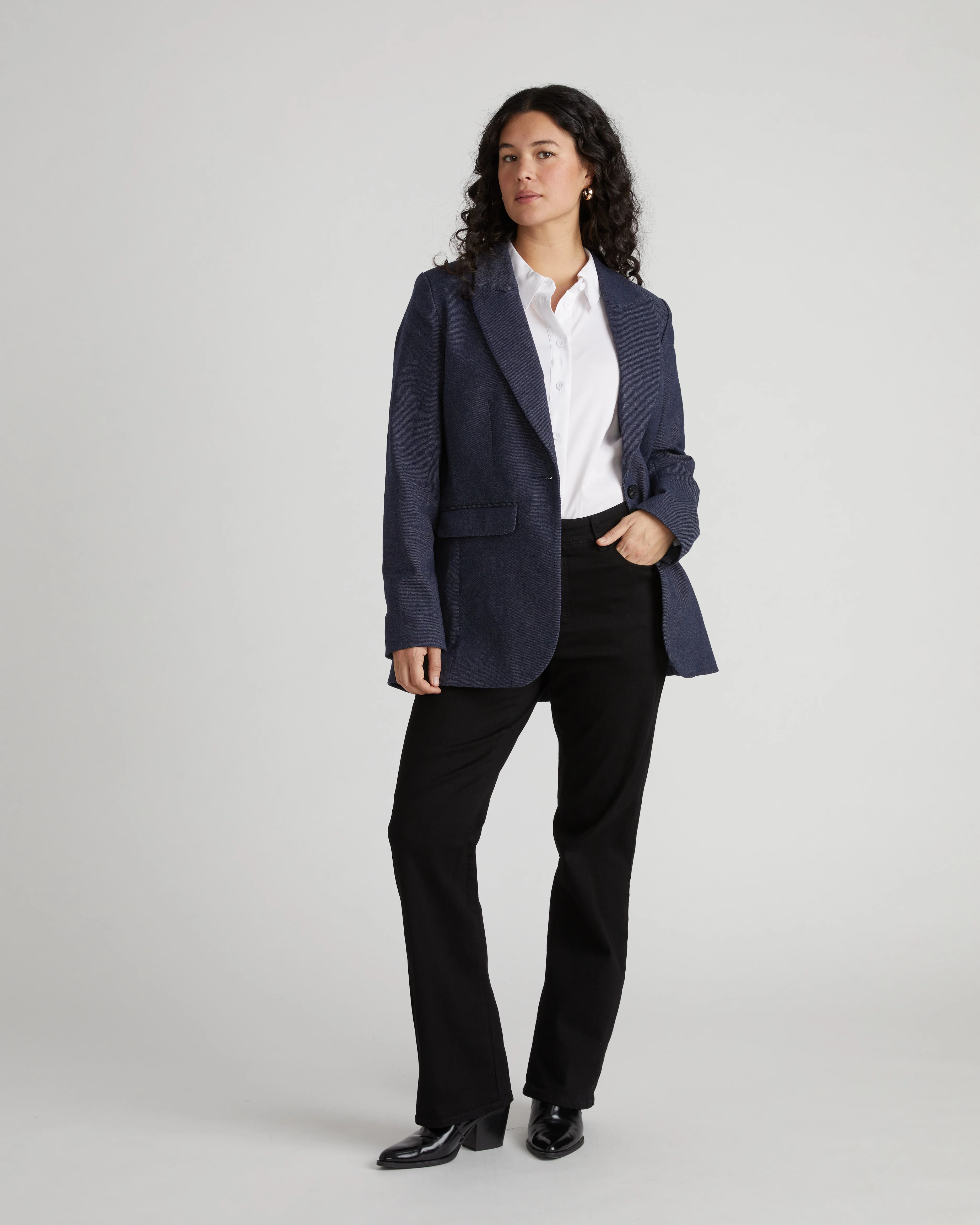 Percy Denim Look Blazer - Dark Indigo - Image 13