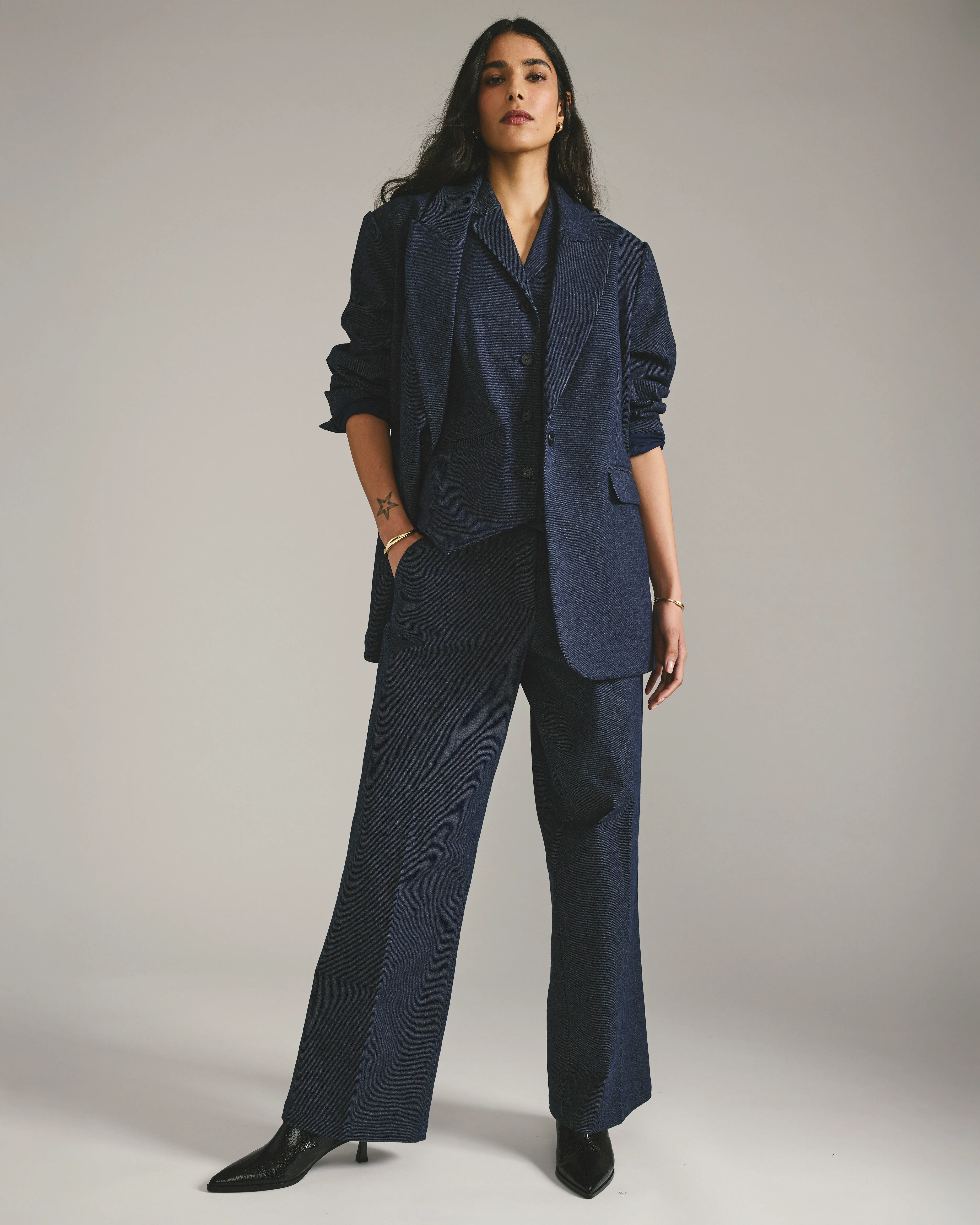 Percy Denim Look Blazer - Dark Indigo - Image 2
