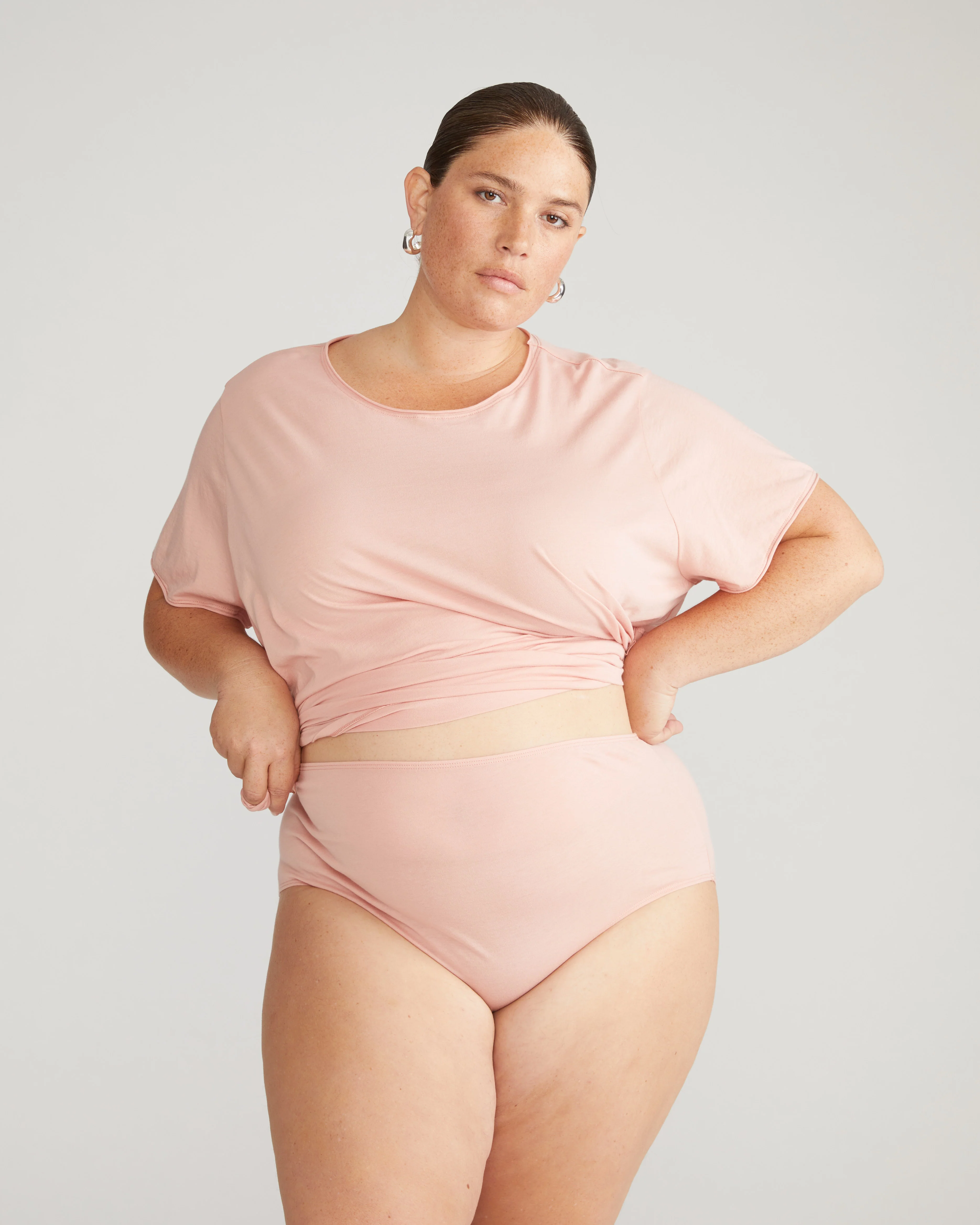 Pima Cotton Lounge Tee - Pink - Image 7