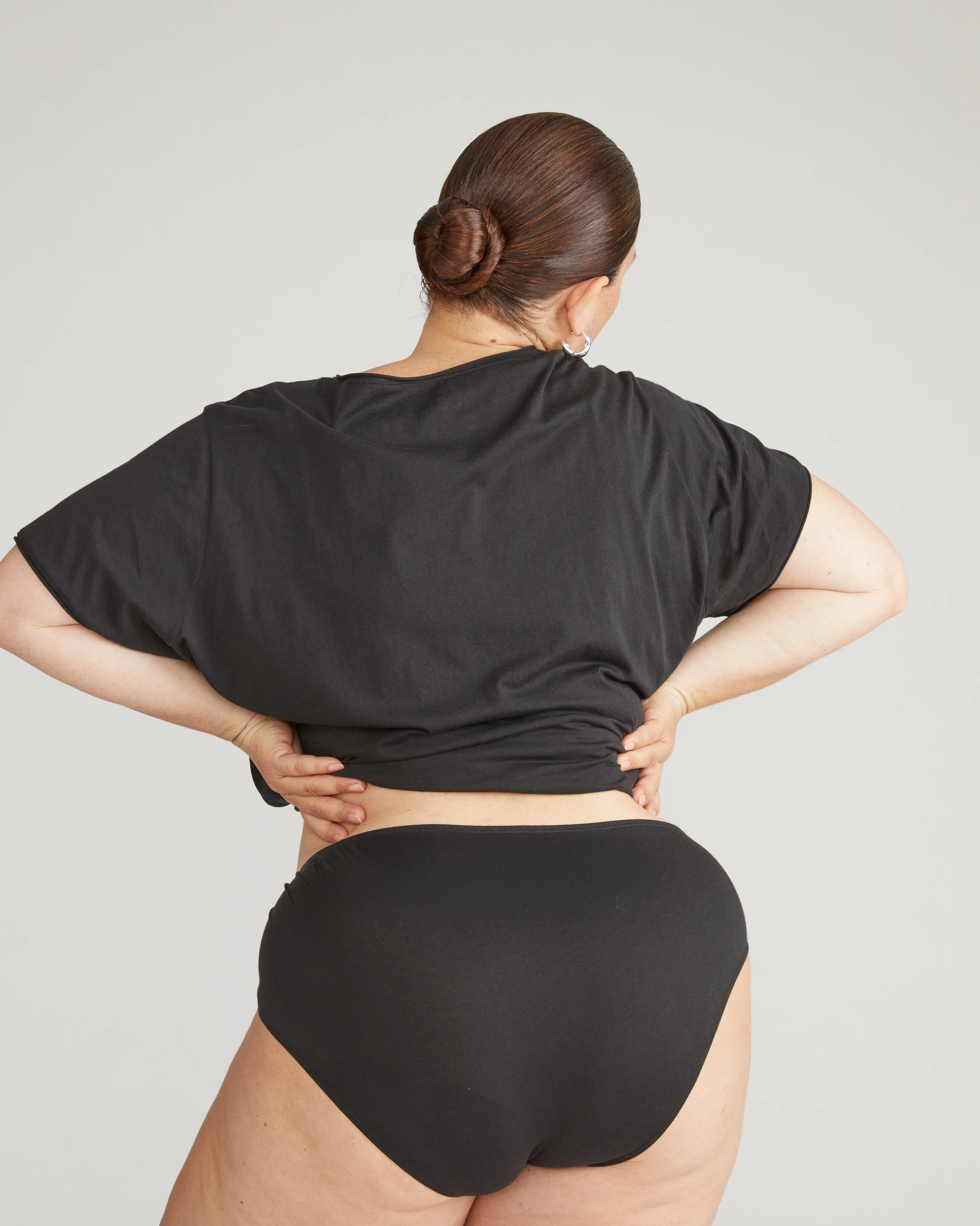 Pima Cotton Mid Rise Bikini - Black - Image 3