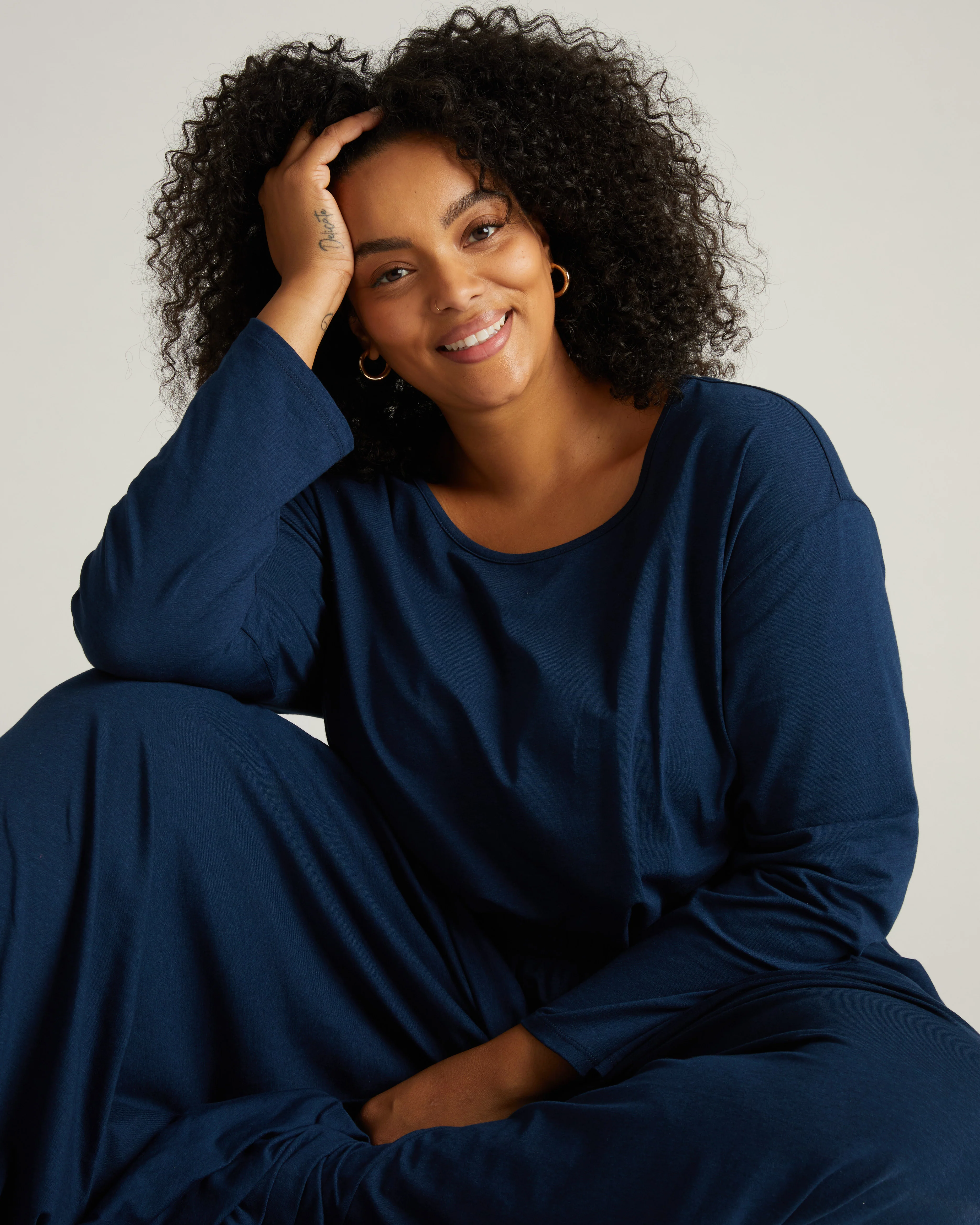 Pina Long Sleeve Lounge Tee - Pageant Blue