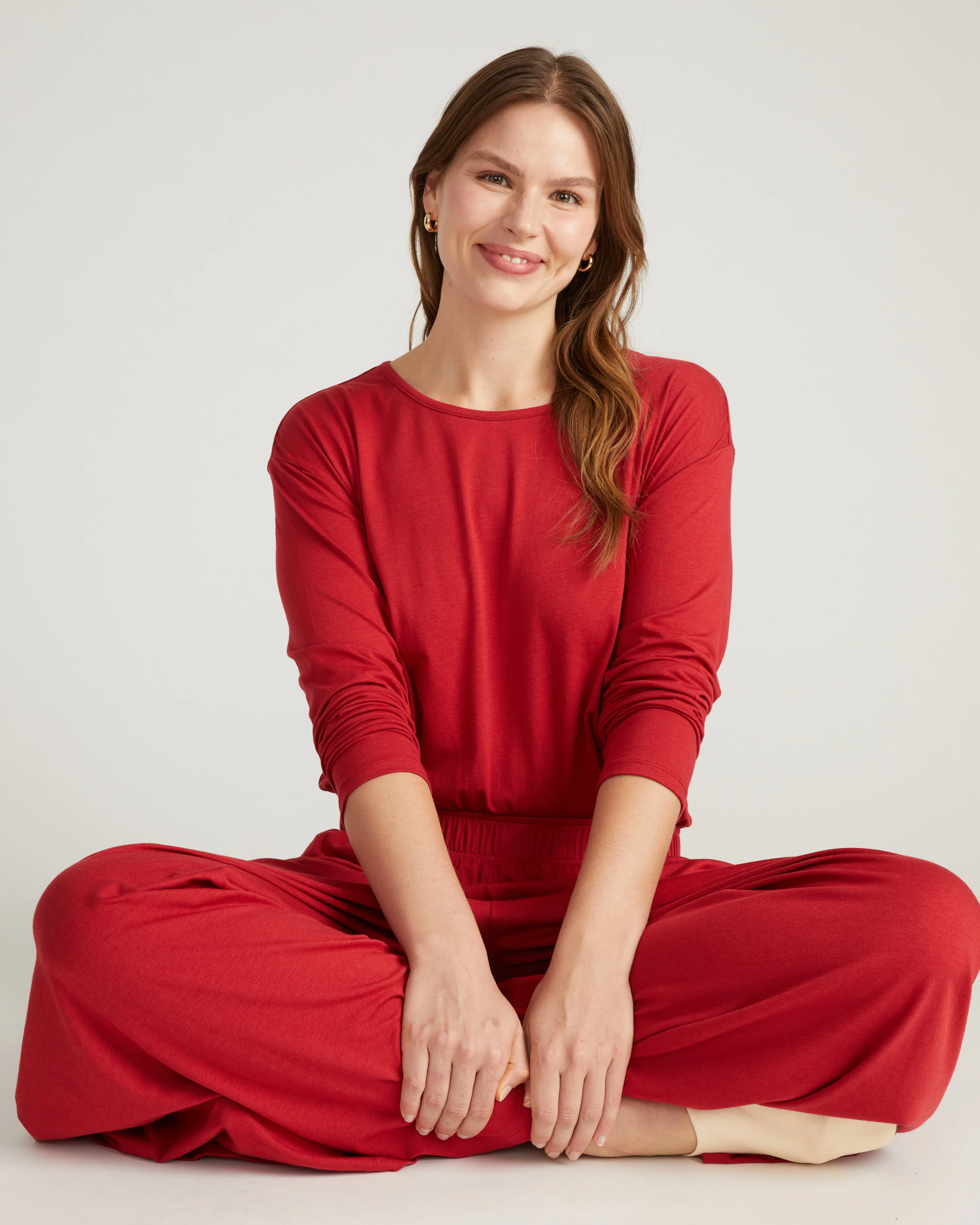 Pina Long Sleeve Lounge Tee - Raspberry