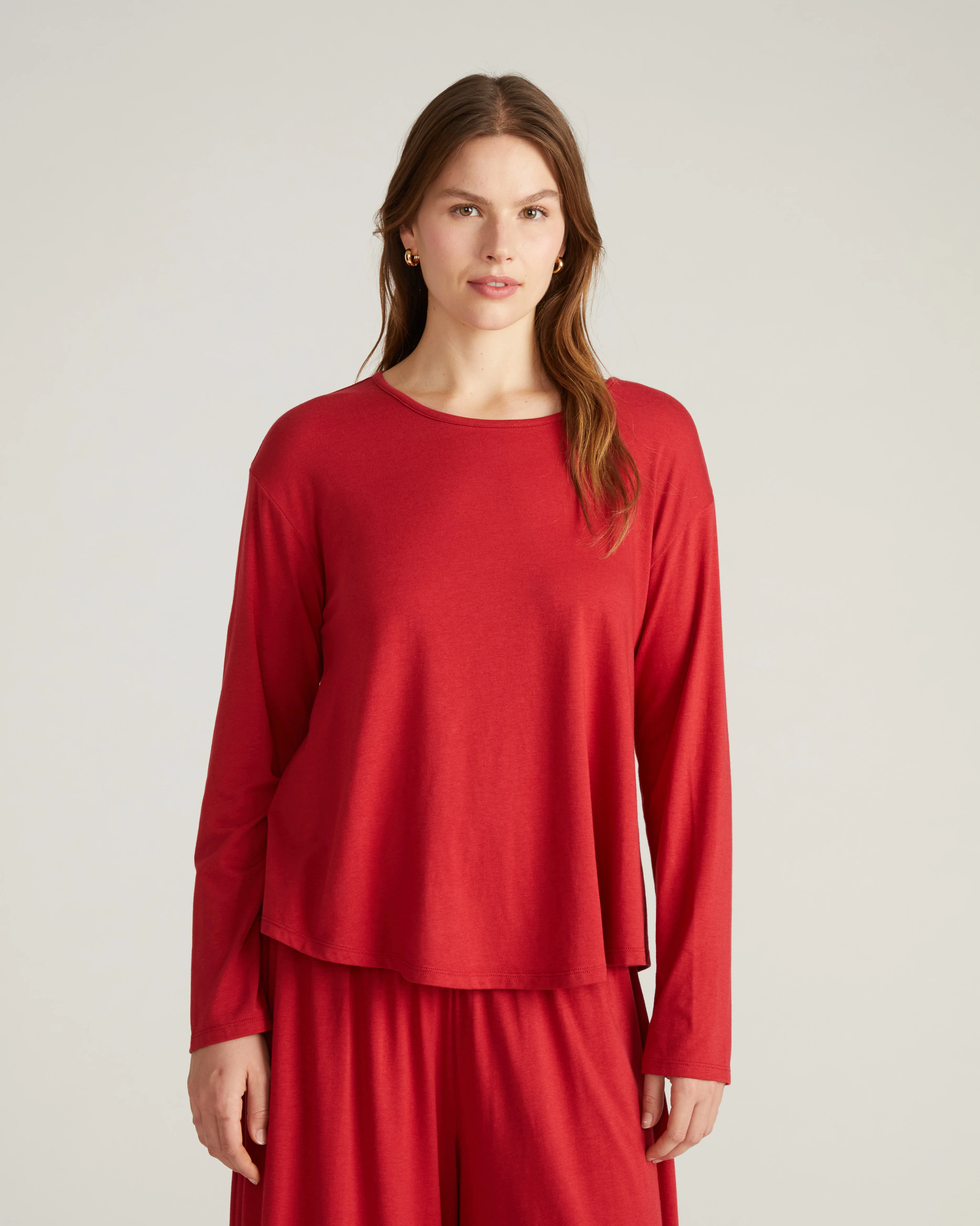Pina Long Sleeve Lounge Tee - Raspberry - Image 2
