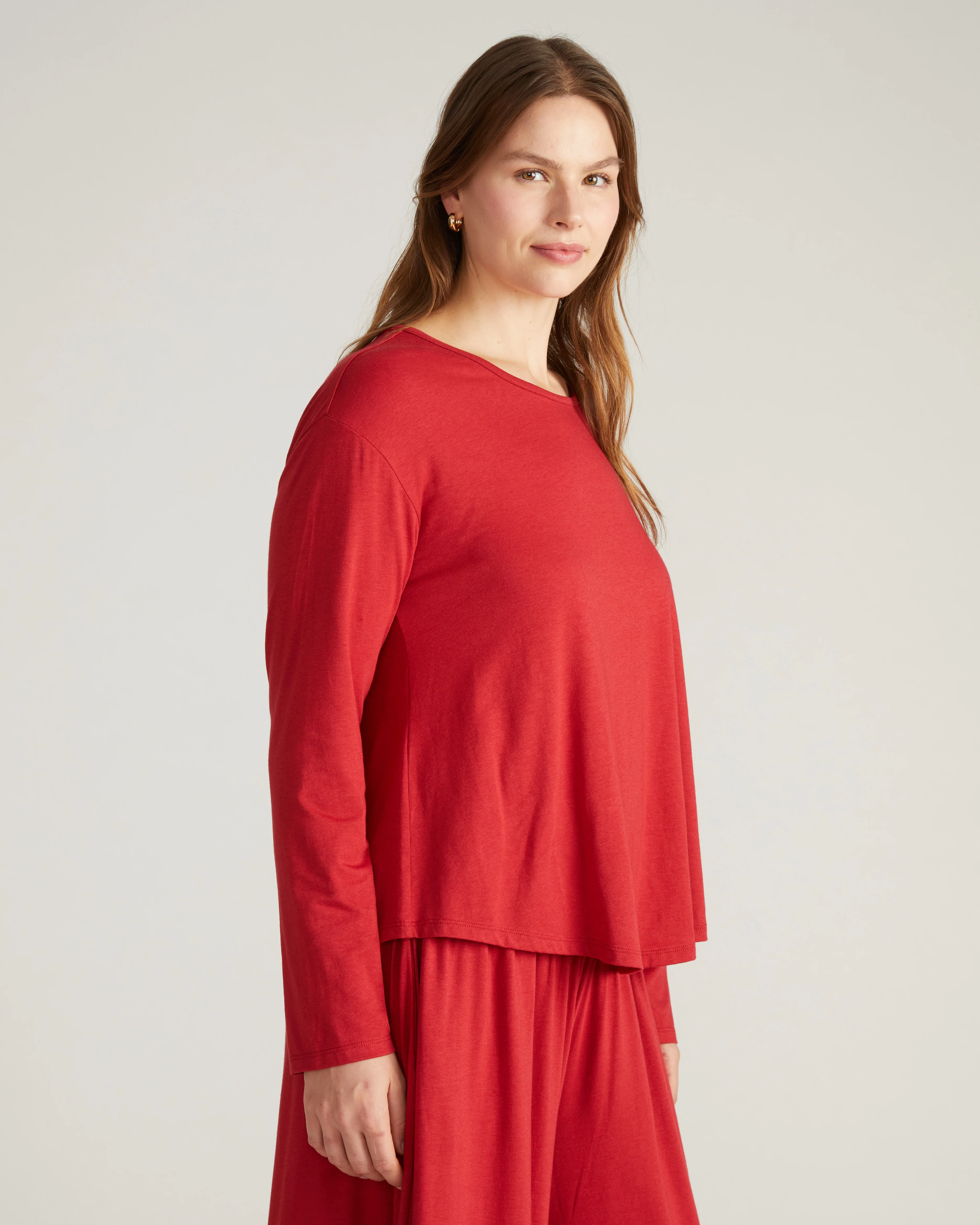 Pina Long Sleeve Lounge Tee - Raspberry - Image 4