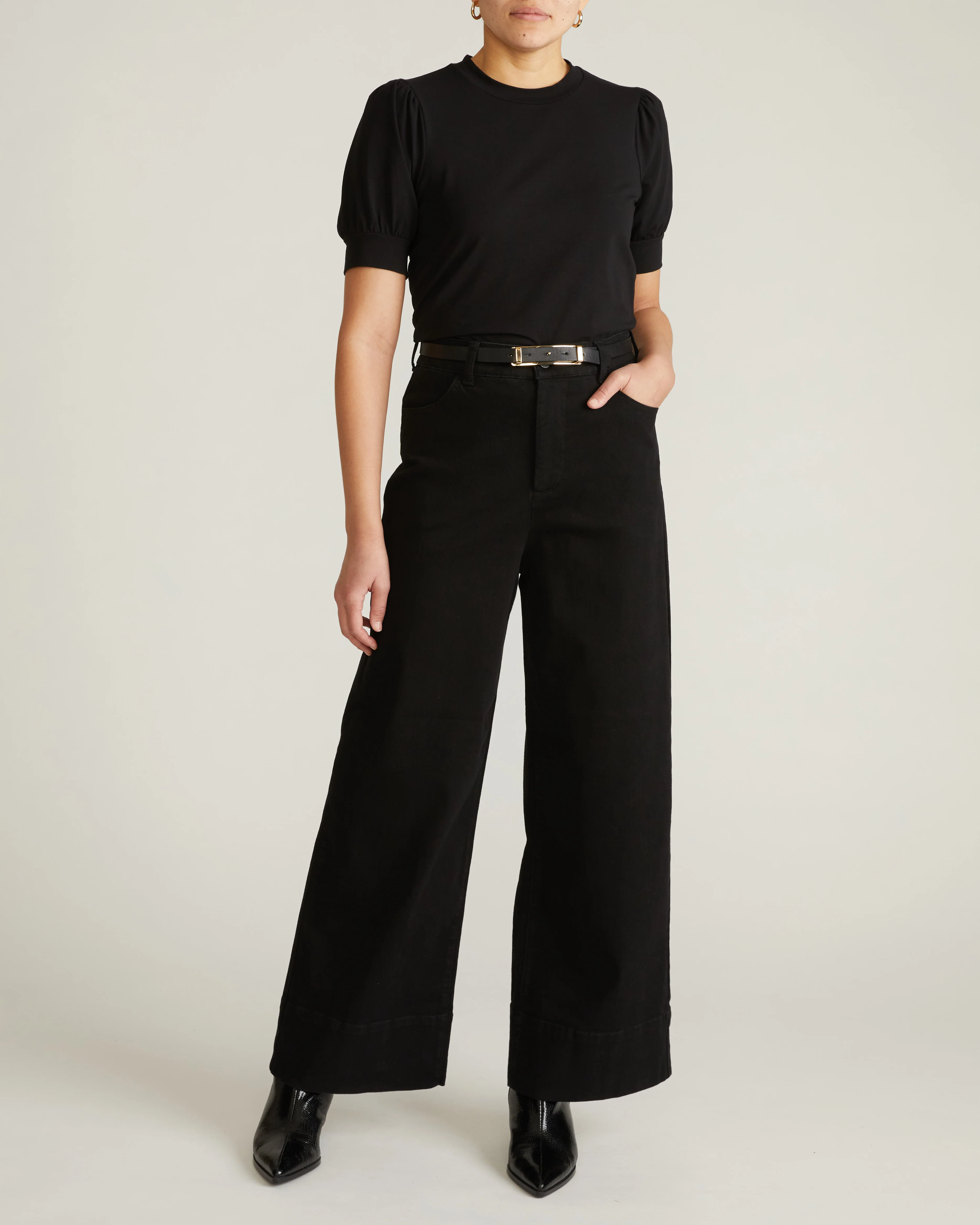 Pouf Sleeve Tee - Black - Image 2