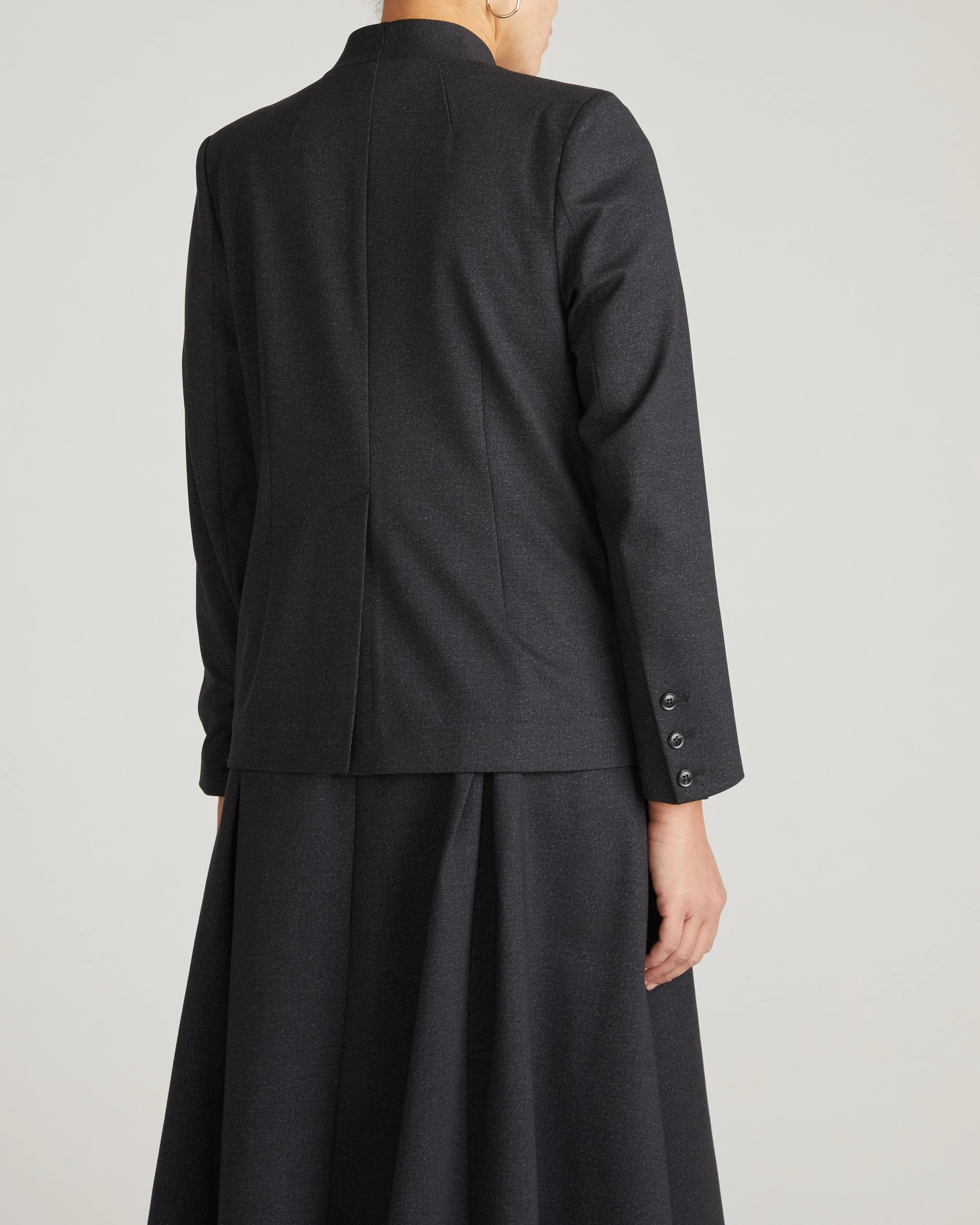 PowerPonte Denim Collarless Blazer - Charcoal - Image 7