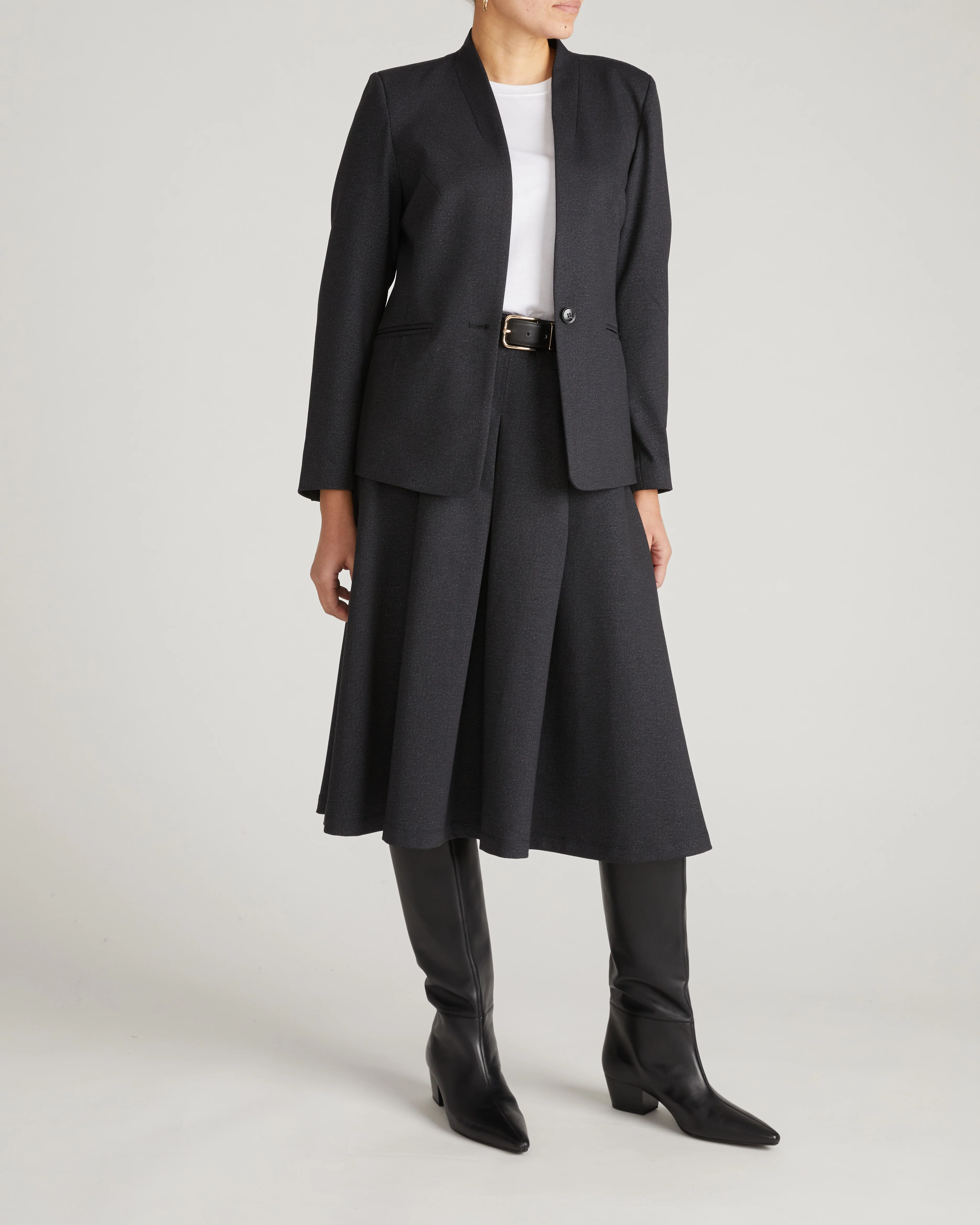 PowerPonte Denim Pleated Skirt - Charcoal - Image 4